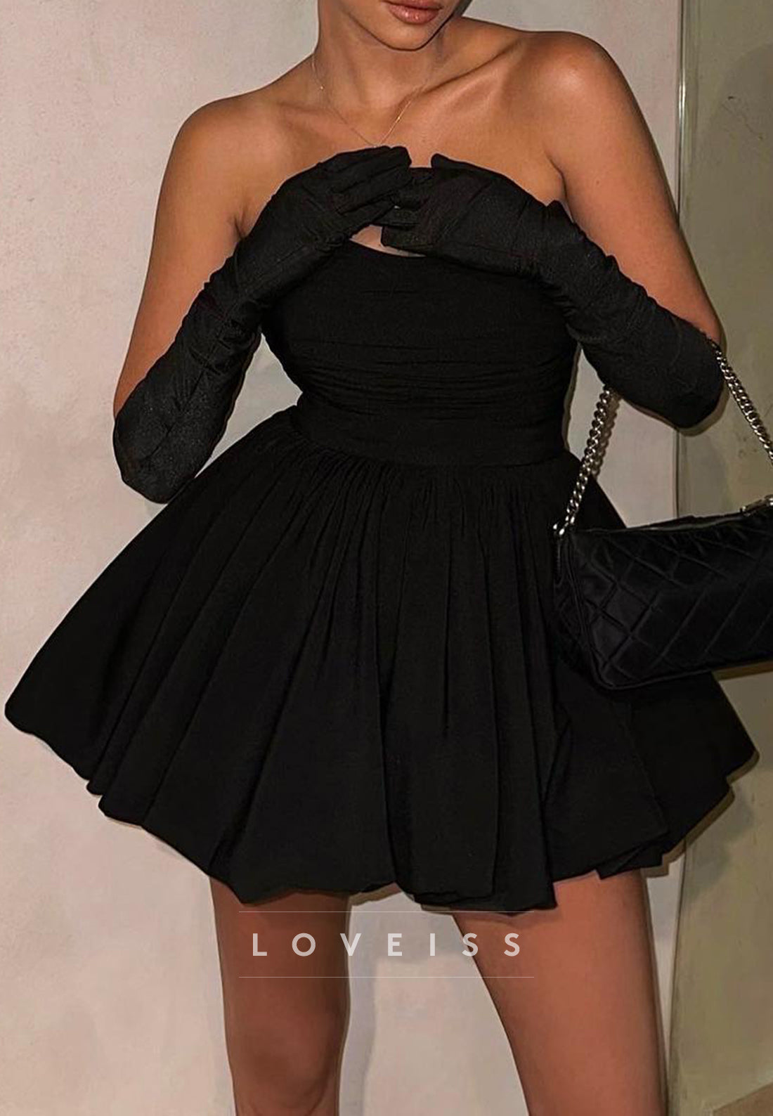 Off-Shoulder Pleated Short Party Homecoming Dress