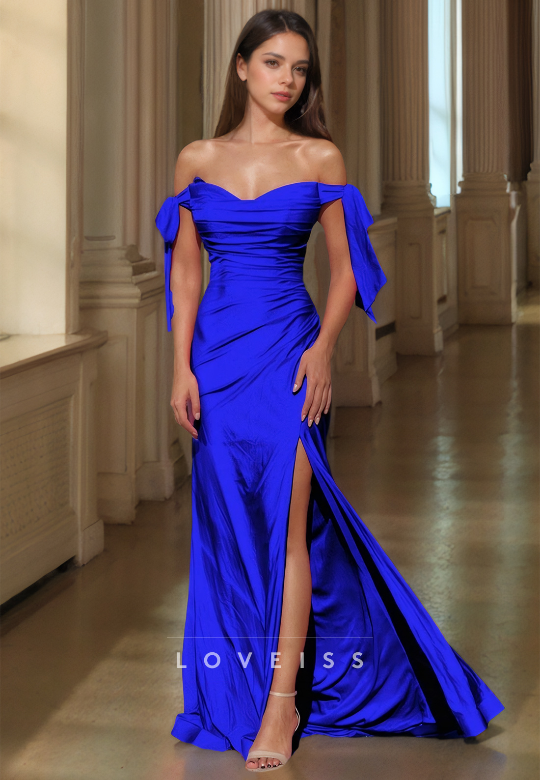 Off-Shoulder Ruched Ruched Sheath Formal Dress