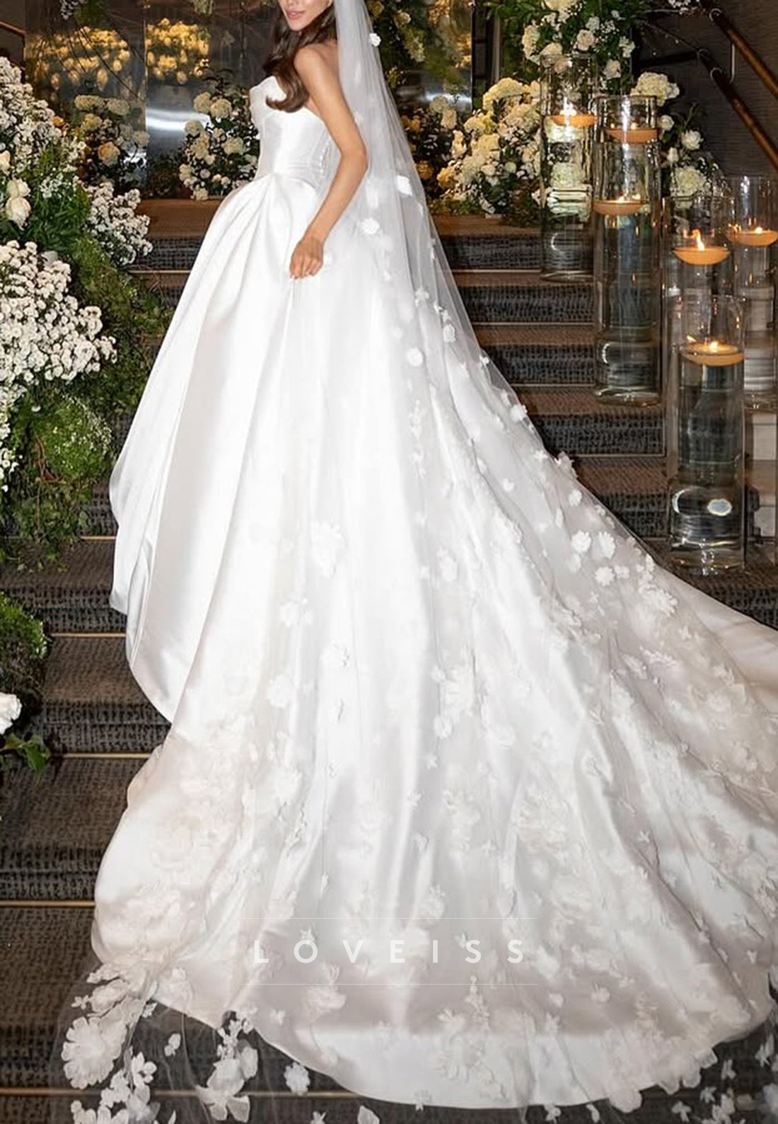 Off-Shoulder Satin Corset Sleeveless A-Line Wedding Dress