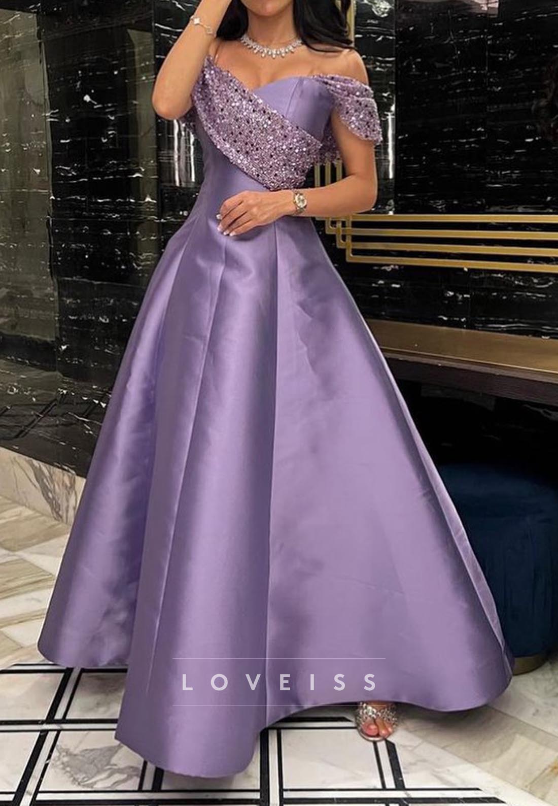 Off-Shoulder Satin Sleek A-Line Prom Dress