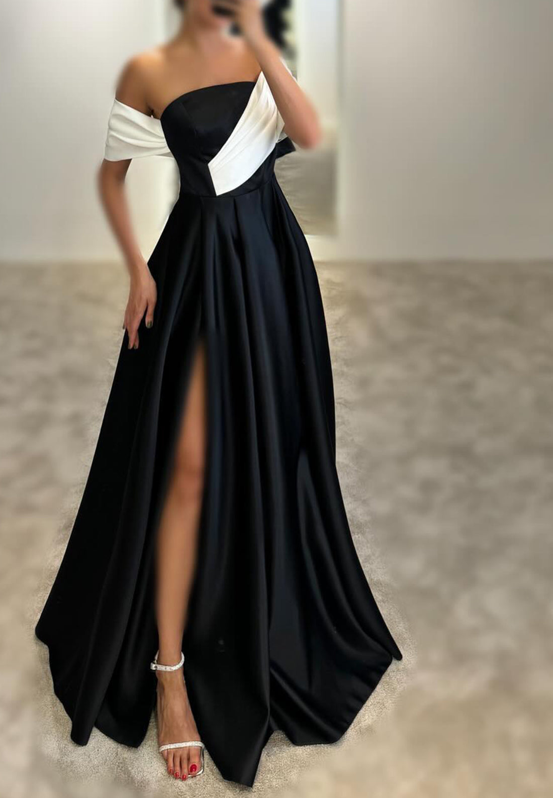 Off-Shoulder Side Slit Formal Dress A-Line Evening Dress