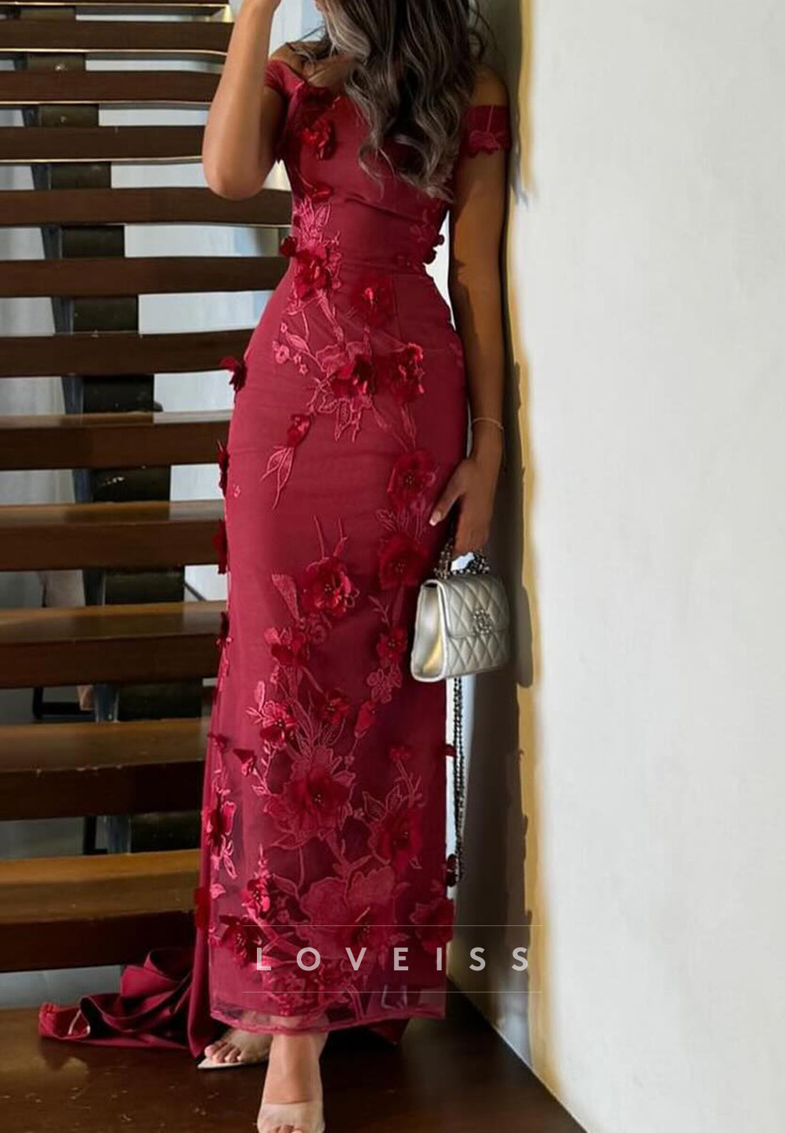 Off-Shoulder Sleeveless Appliques Mermaid Formal Dress