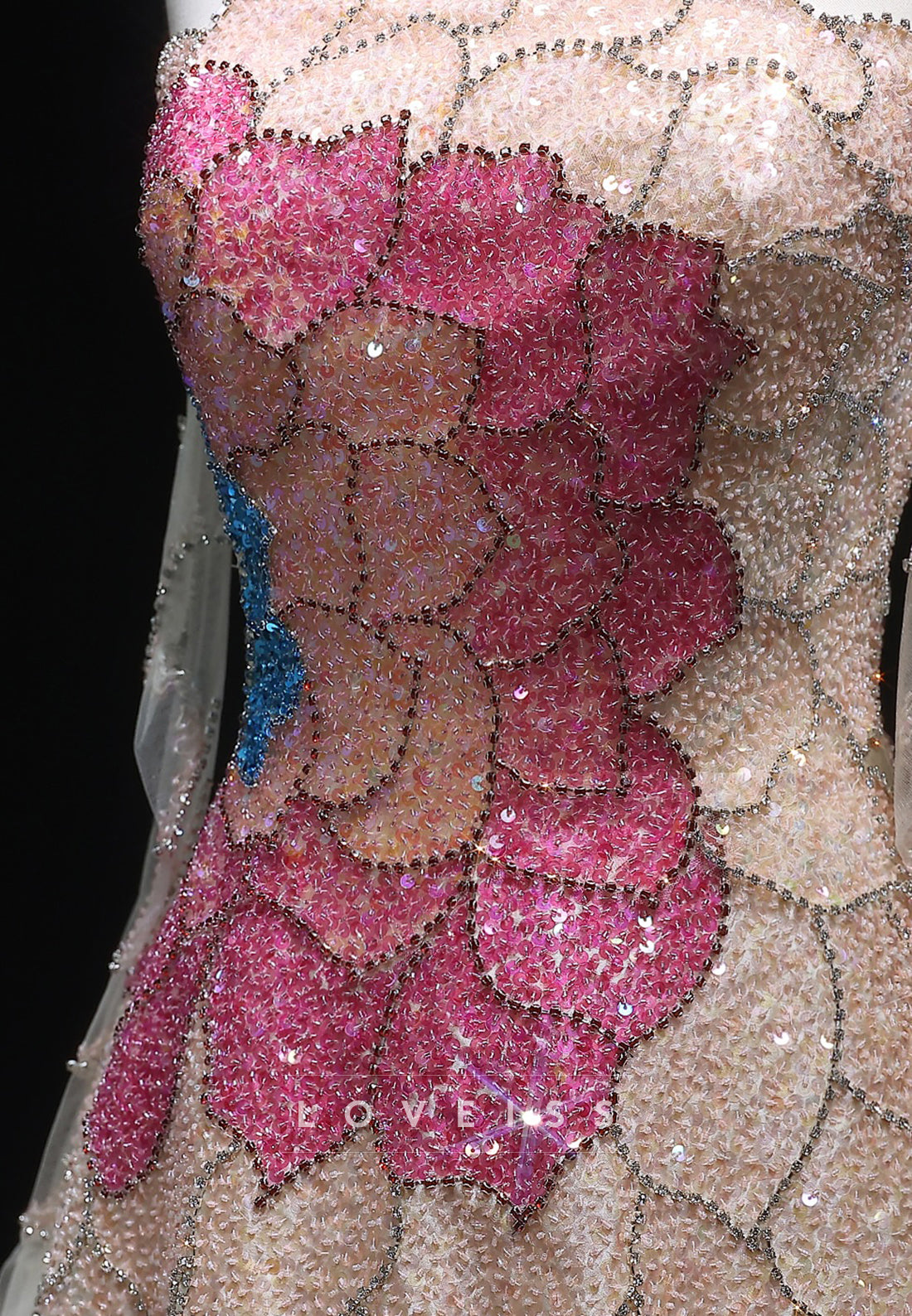 Off-Shoulder Sleeveless Beaded Sparkly A-Line Prom Dress