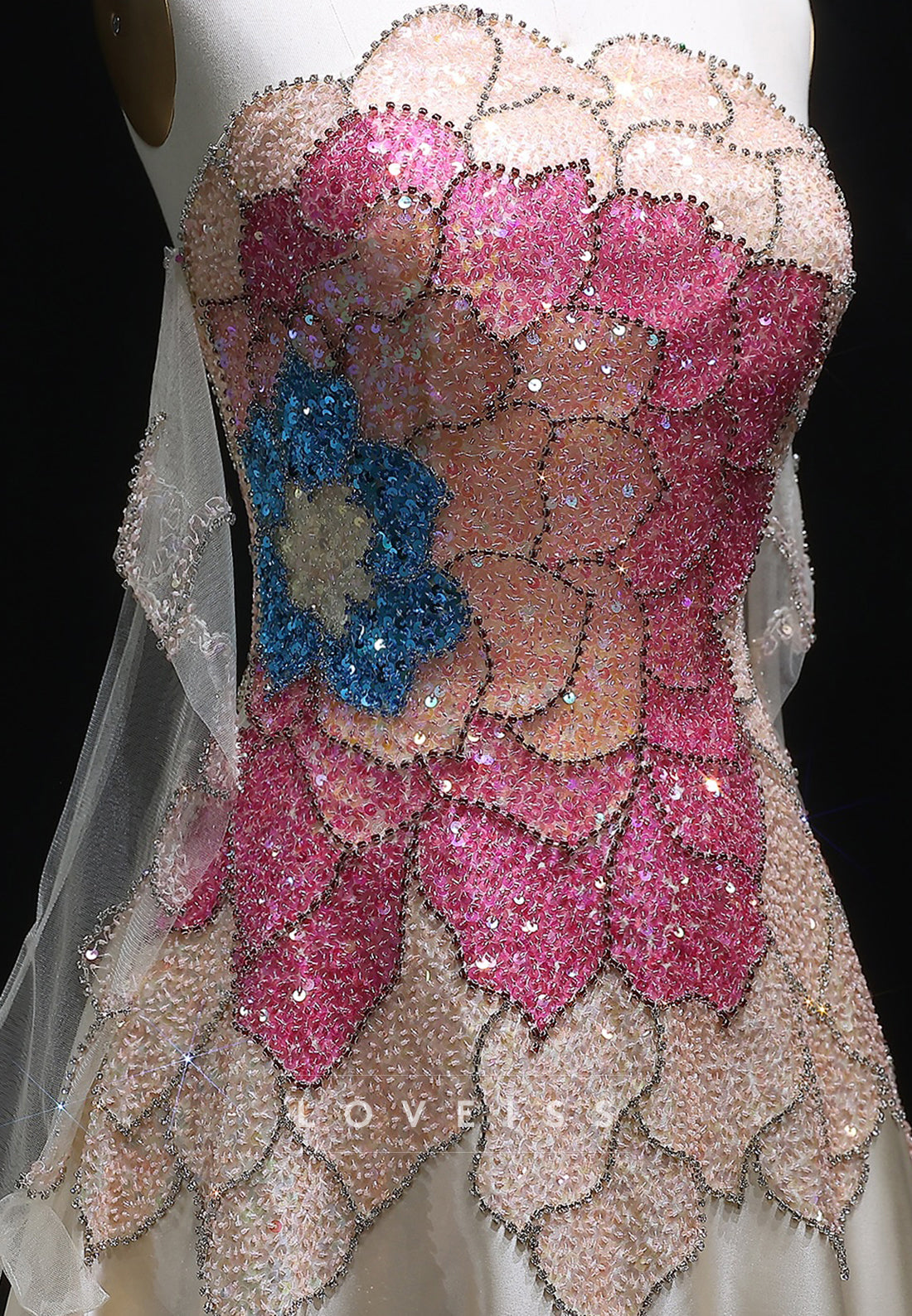 Off-Shoulder Sleeveless Beaded Sparkly A-Line Prom Dress