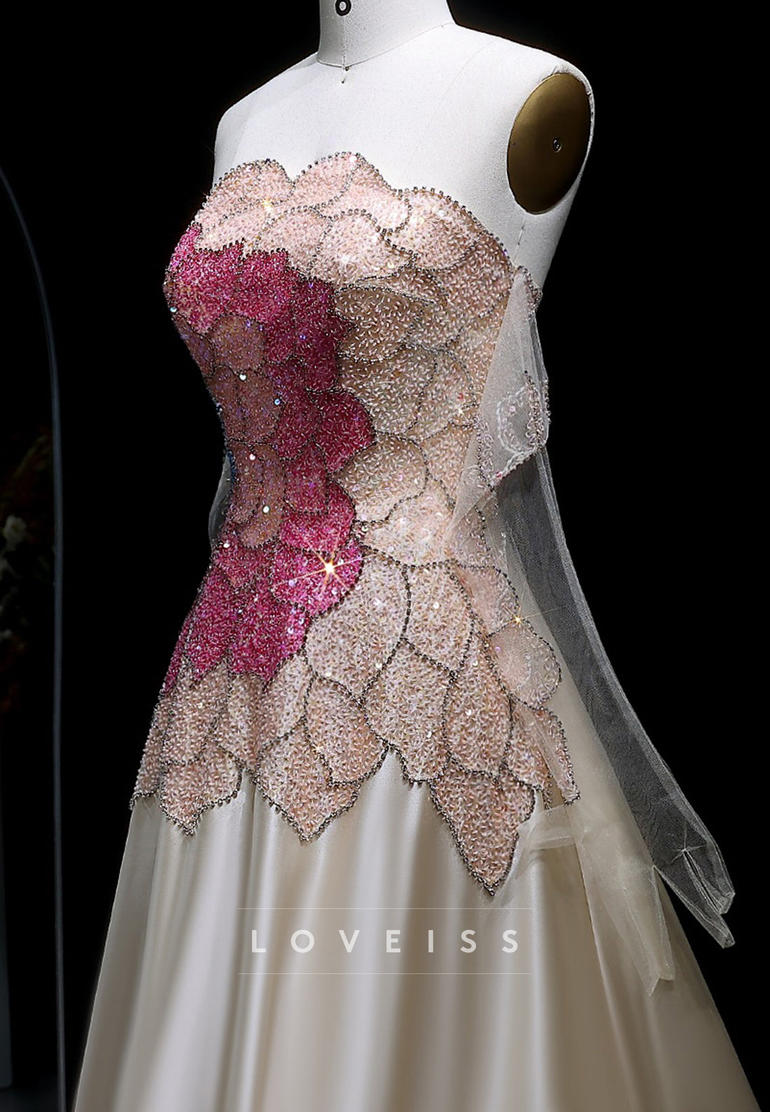 Off-Shoulder Sleeveless Beaded Sparkly A-Line Prom Dress