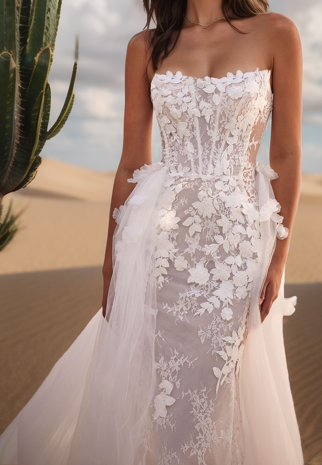Off-Shoulder Sleeveless Floral Appliques Sheath Beach Wedding Dress