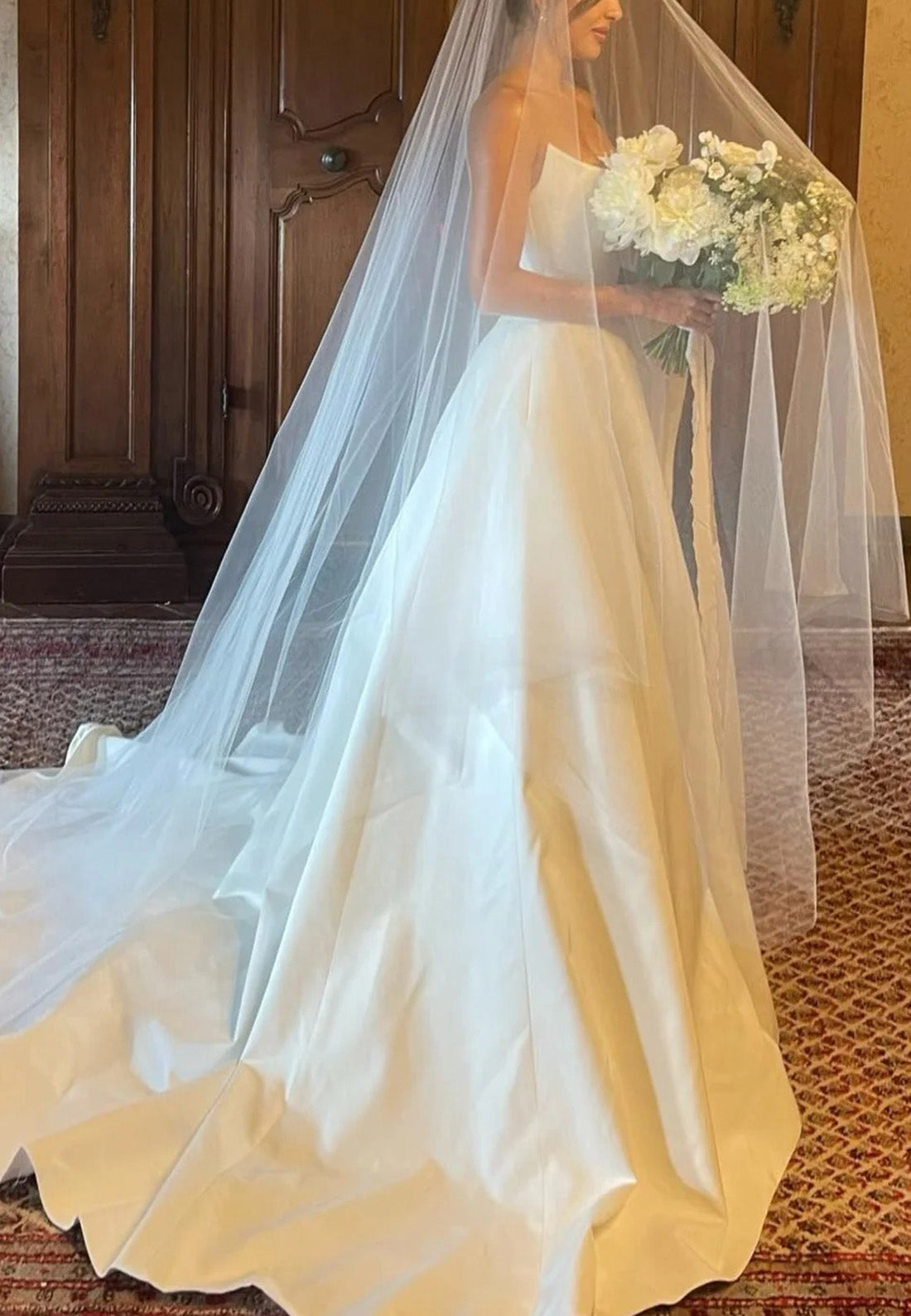 Off-Shoulder Sleeveless High Slit A-Line Wedding Dress