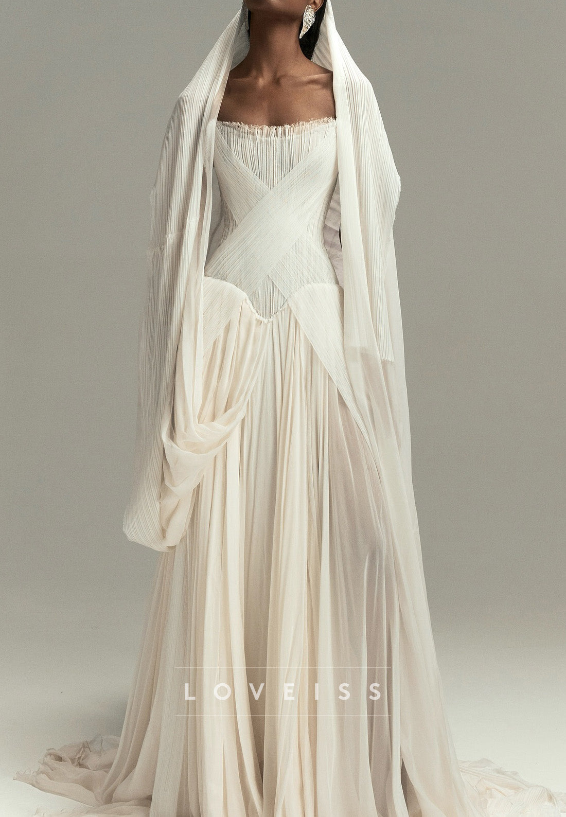 Off-Shoulder Sleeveless Pleated A-Line Summer Wedding Dress Loveiss Off-Shoulder Sleeveless Pleated A-Line Summer Wedding Dress Loveiss