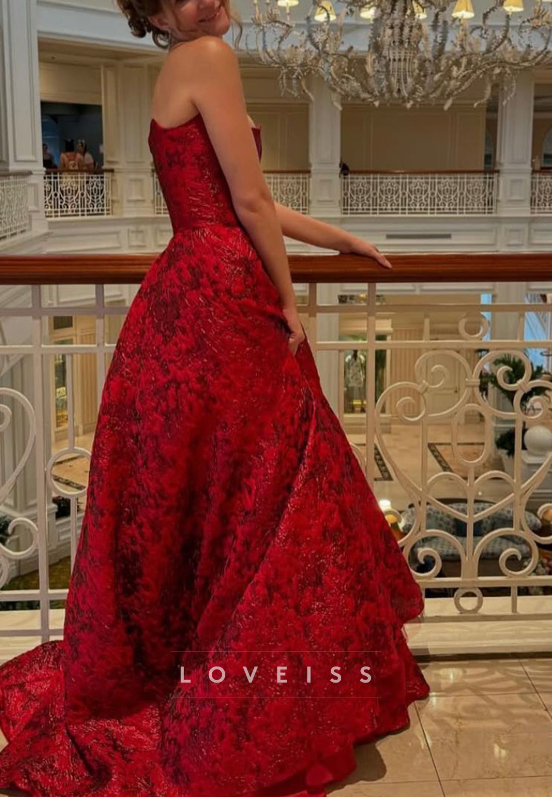 Off-Shoulder Sleeveless Pleated Side Slit A-Line Evening Dress