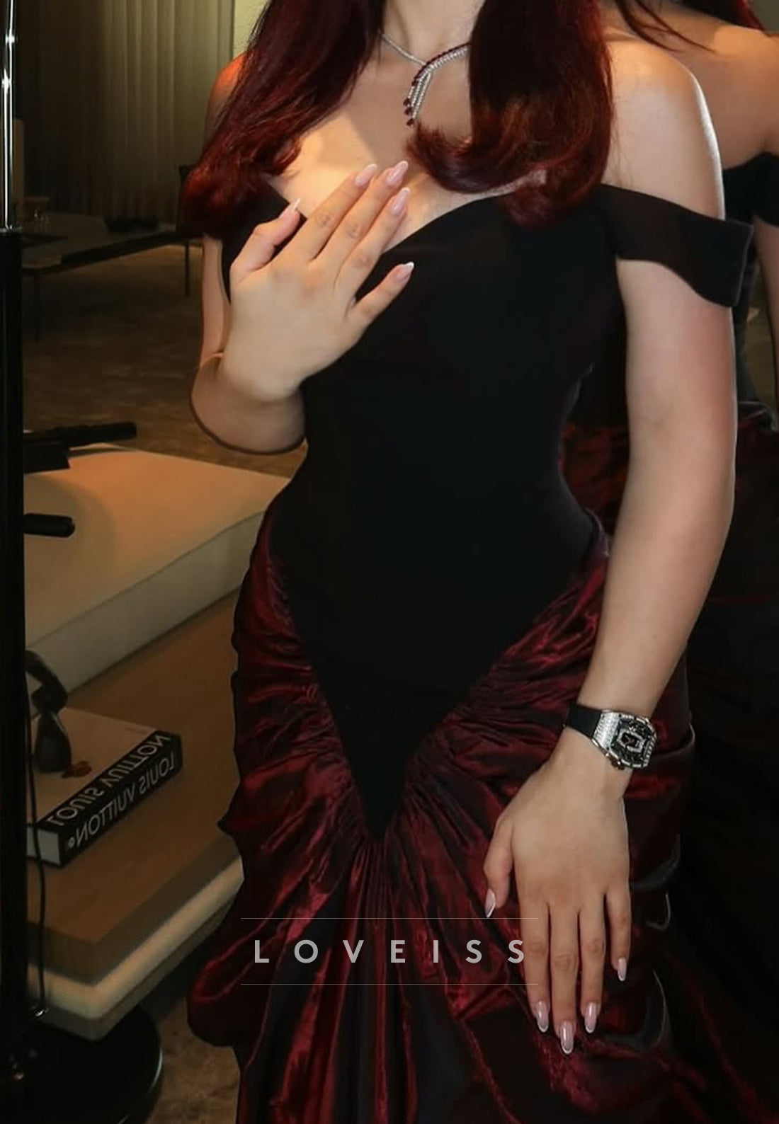 Off-Shoulder Sleeveless Ruched Mermaid Evening Dress