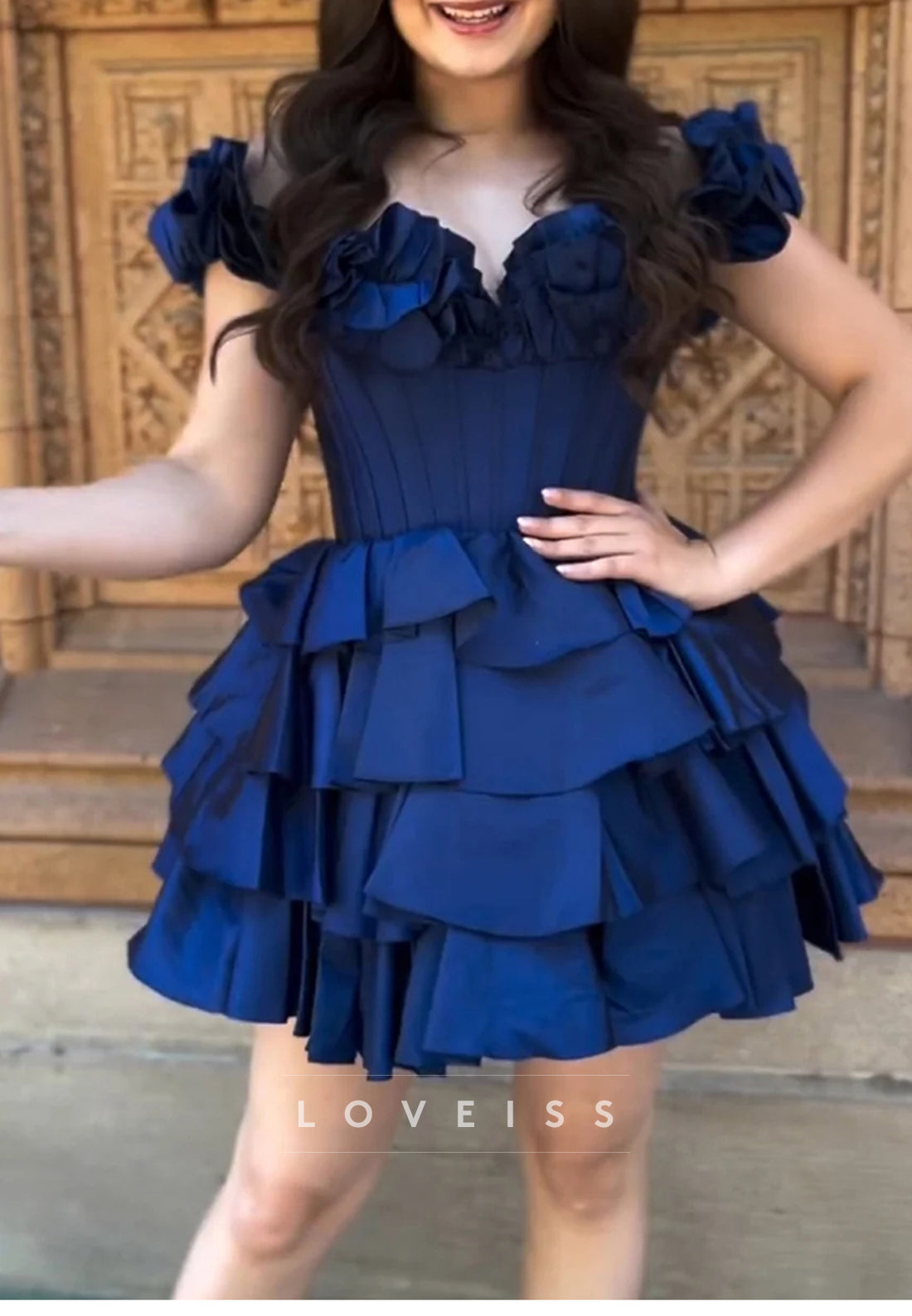 Off-Shoulder Sleeveless Ruffled Tiered A-Line Party Homecoming Dress