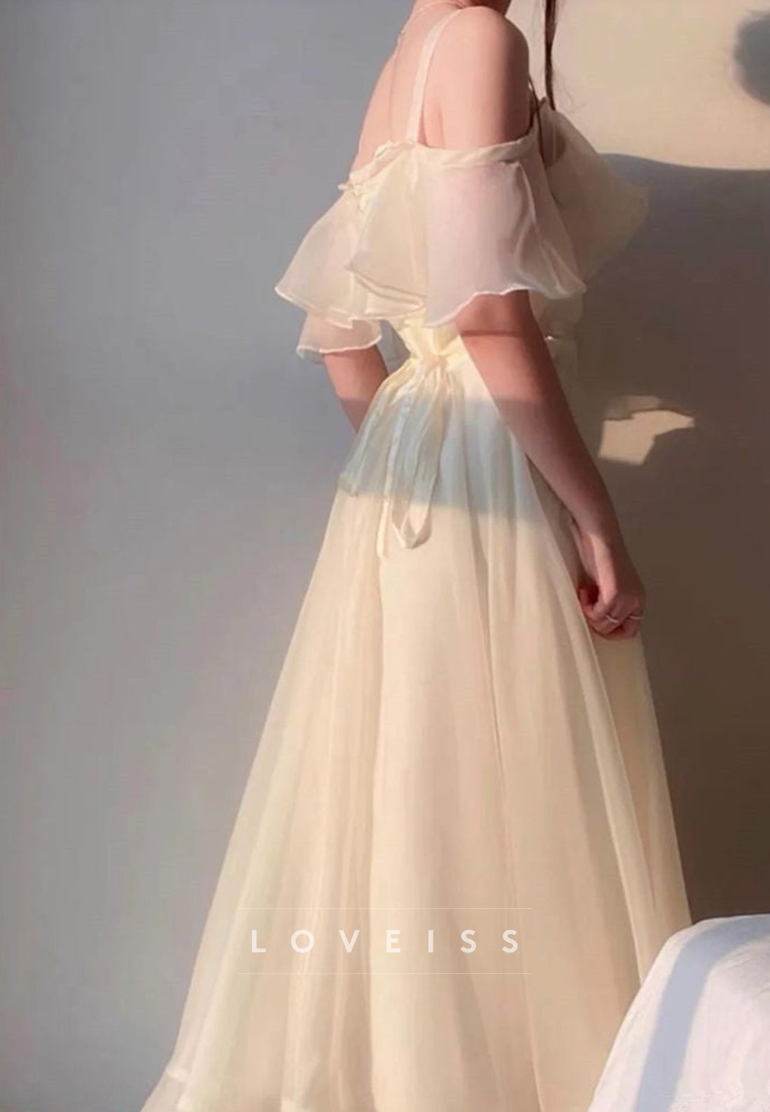 Off-Shoulder Spaghetti Straps A-Line Cocktail Dress