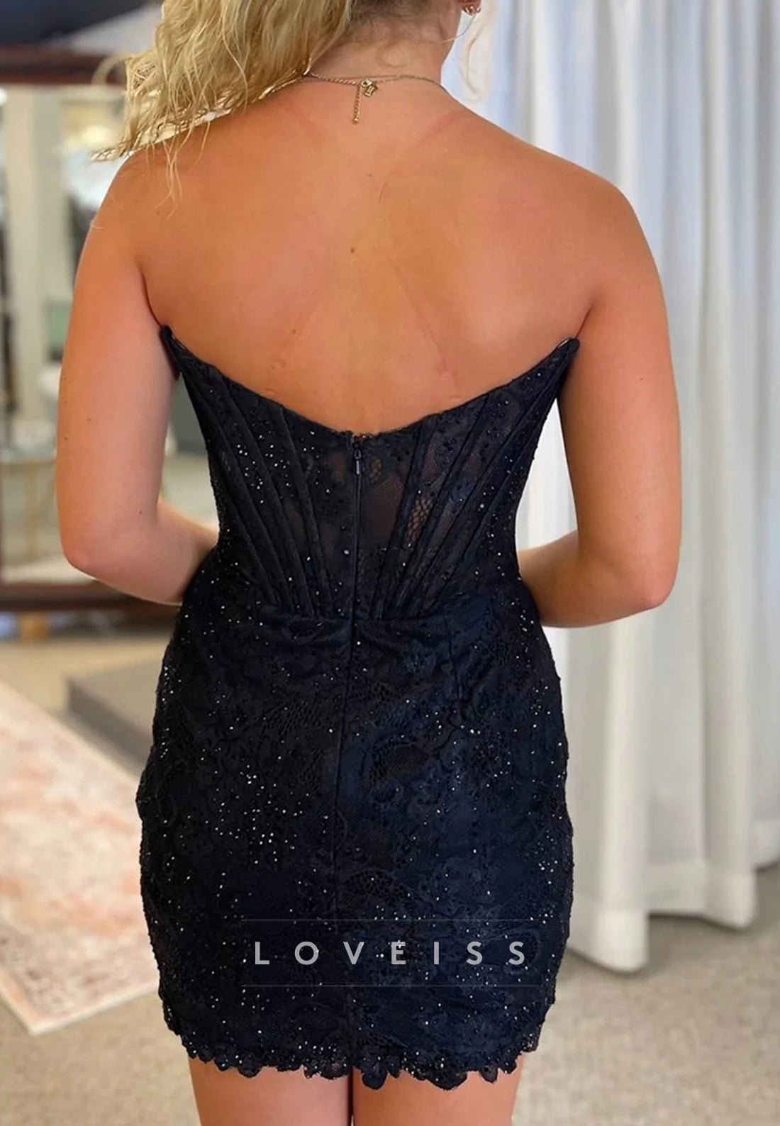 Off-Shoulder Sparkly Lace Appliques Sheath Party Homecoming Dress