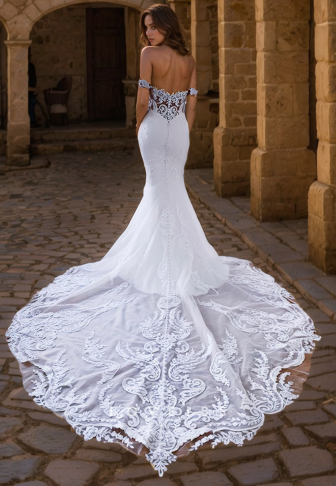 Off-Shoulder Strapless Appliques Mermaid Wedding Dress