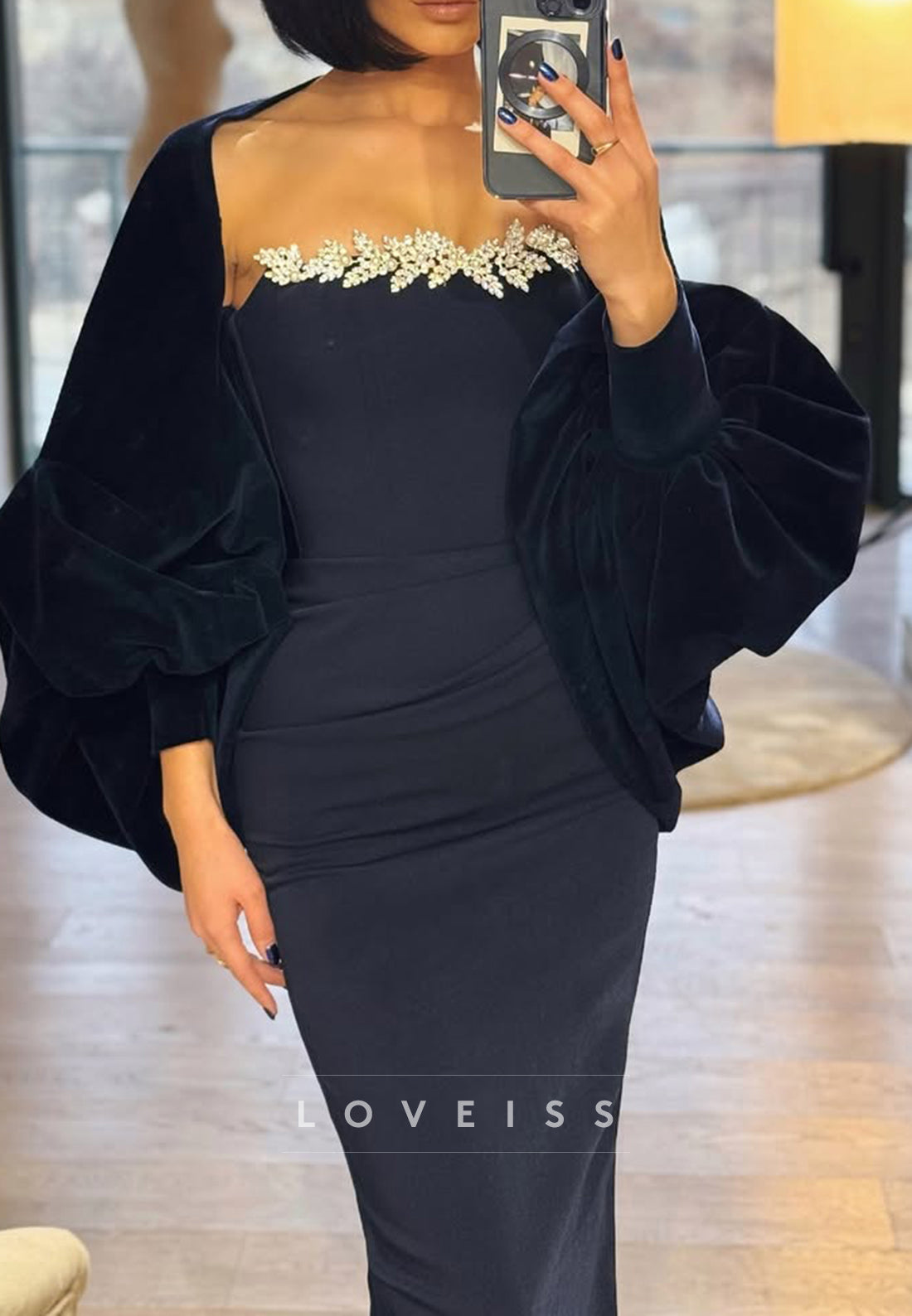 Off-Shoulder Strapless Beaded Formal Dress Mermaid Evening Dress