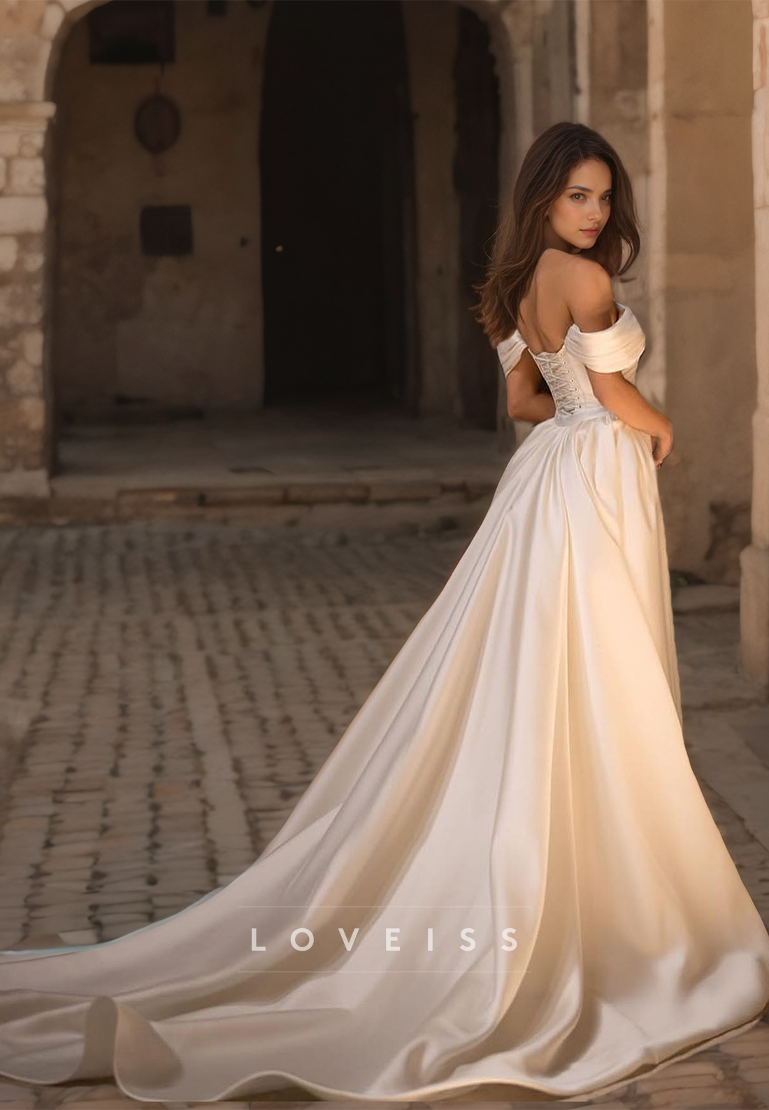 Off-Shoulder Strapless Beaded Mermaid Removable Train Wedding Dress