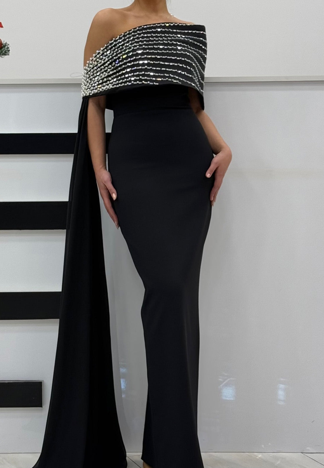 Off-Shoulder Strapless Beaded Mother of Bride Dress Mermaid Evening Dress