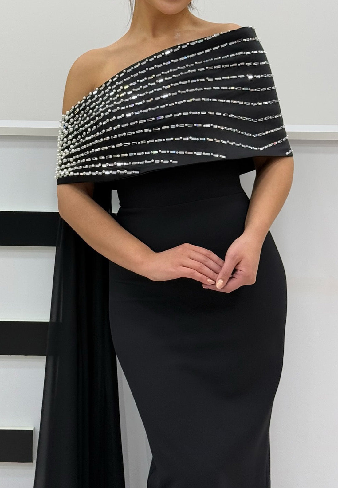 Off-Shoulder Strapless Beaded Mother of Bride Dress Mermaid Evening Dress