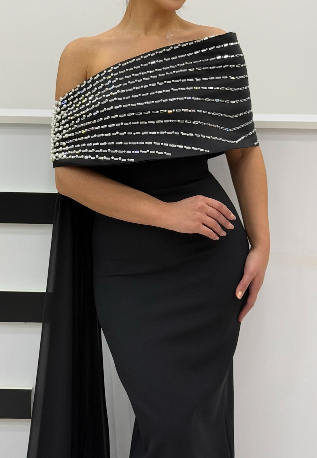 Off-Shoulder Strapless Beaded Mother of Bride Dress Mermaid Evening Dress