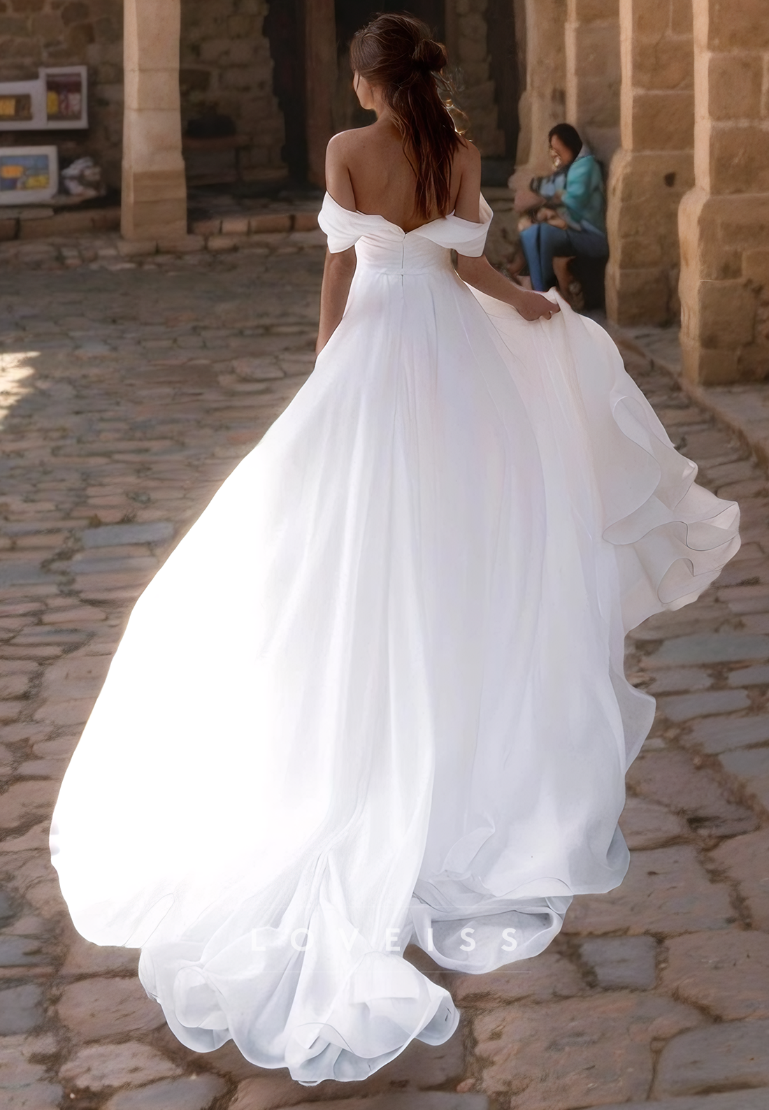 Off-Shoulder Strapless Chiffon A-Line Beach Wedding Dress