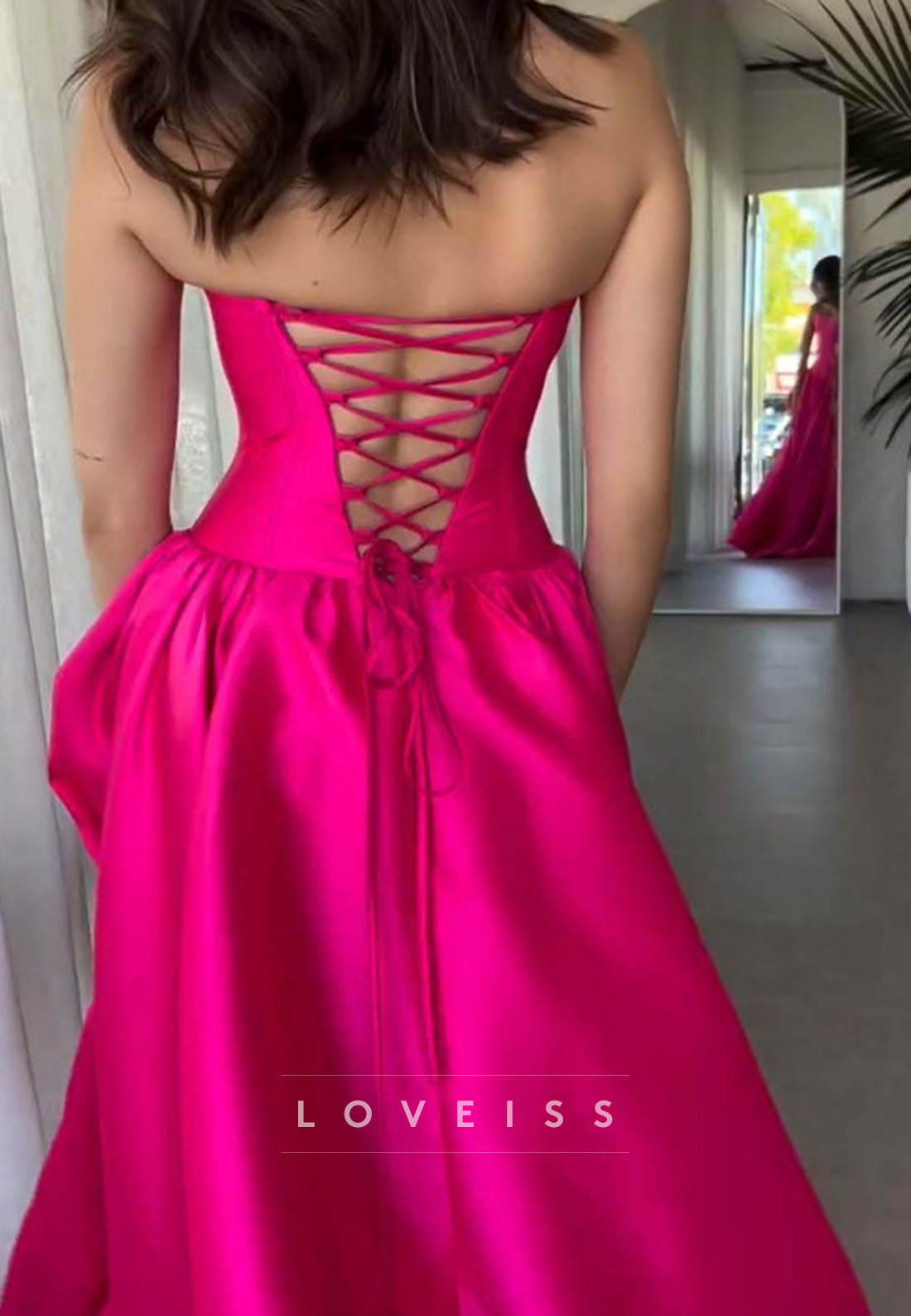 Off-Shoulder Strapless Pleated Satin A-Line Prom Dress