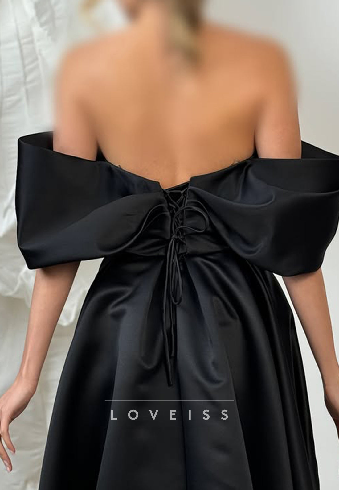 Off-Shoulder Strapless Pleated Satin Sleek A-Line Formal Dress