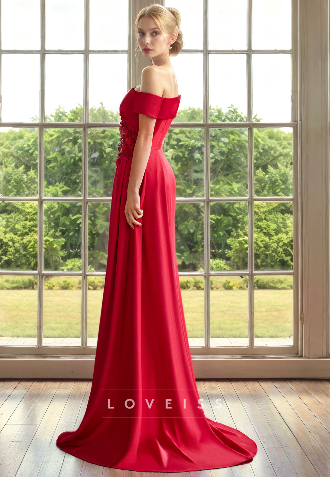 Off-Shoulder Strapless Ruched Appliques Long Mother of Bride Dress Cocktail Dress