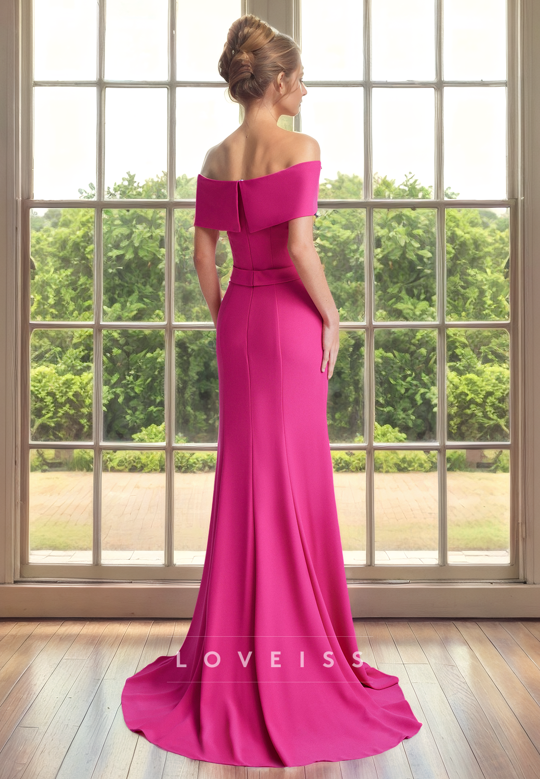 Off-Shoulder Strapless Ruched Long Sheath Mother of Bride Dress Cocktail Dress