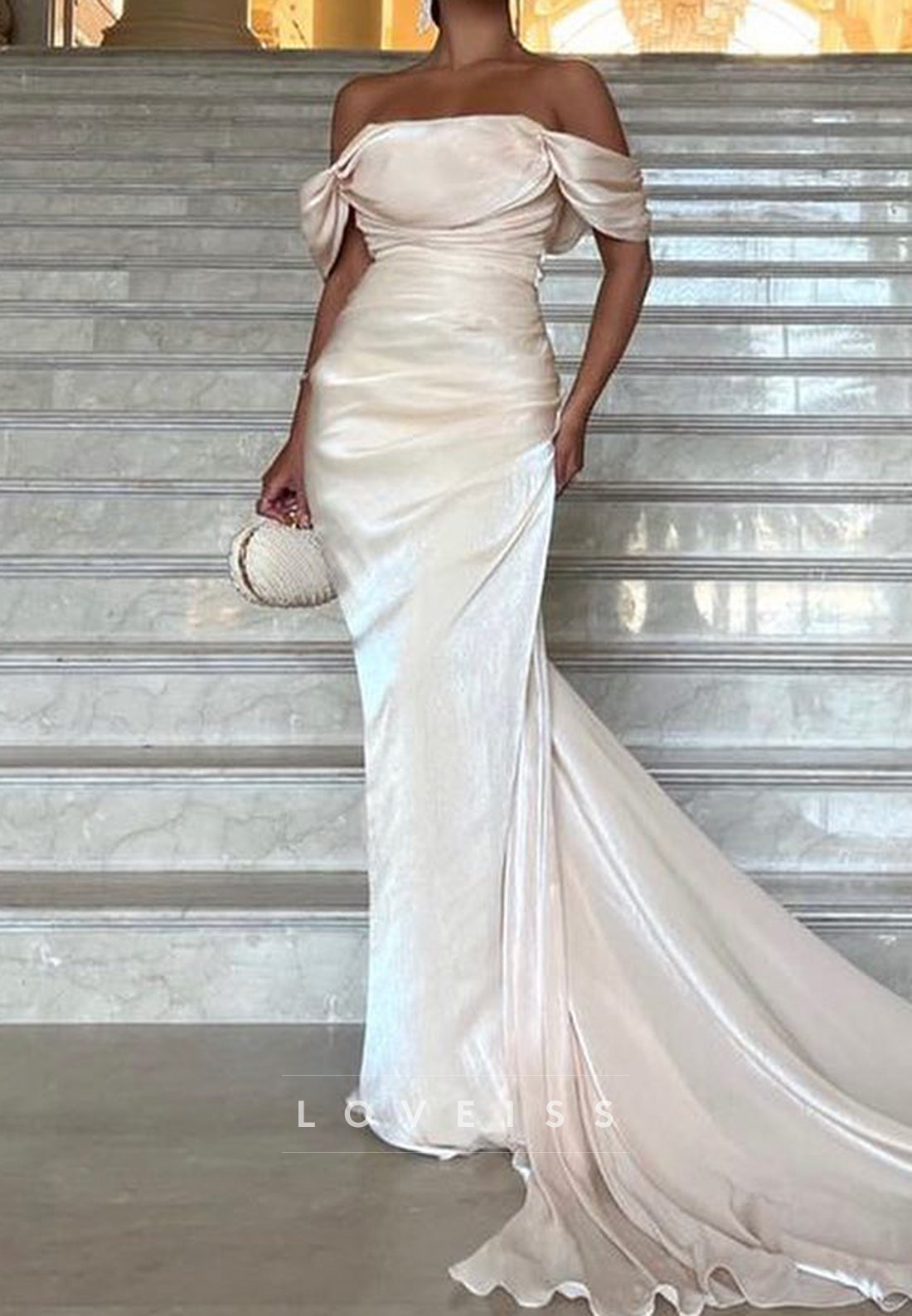 Off-Shoulder Strapless Ruched Mermaid Evening Dress