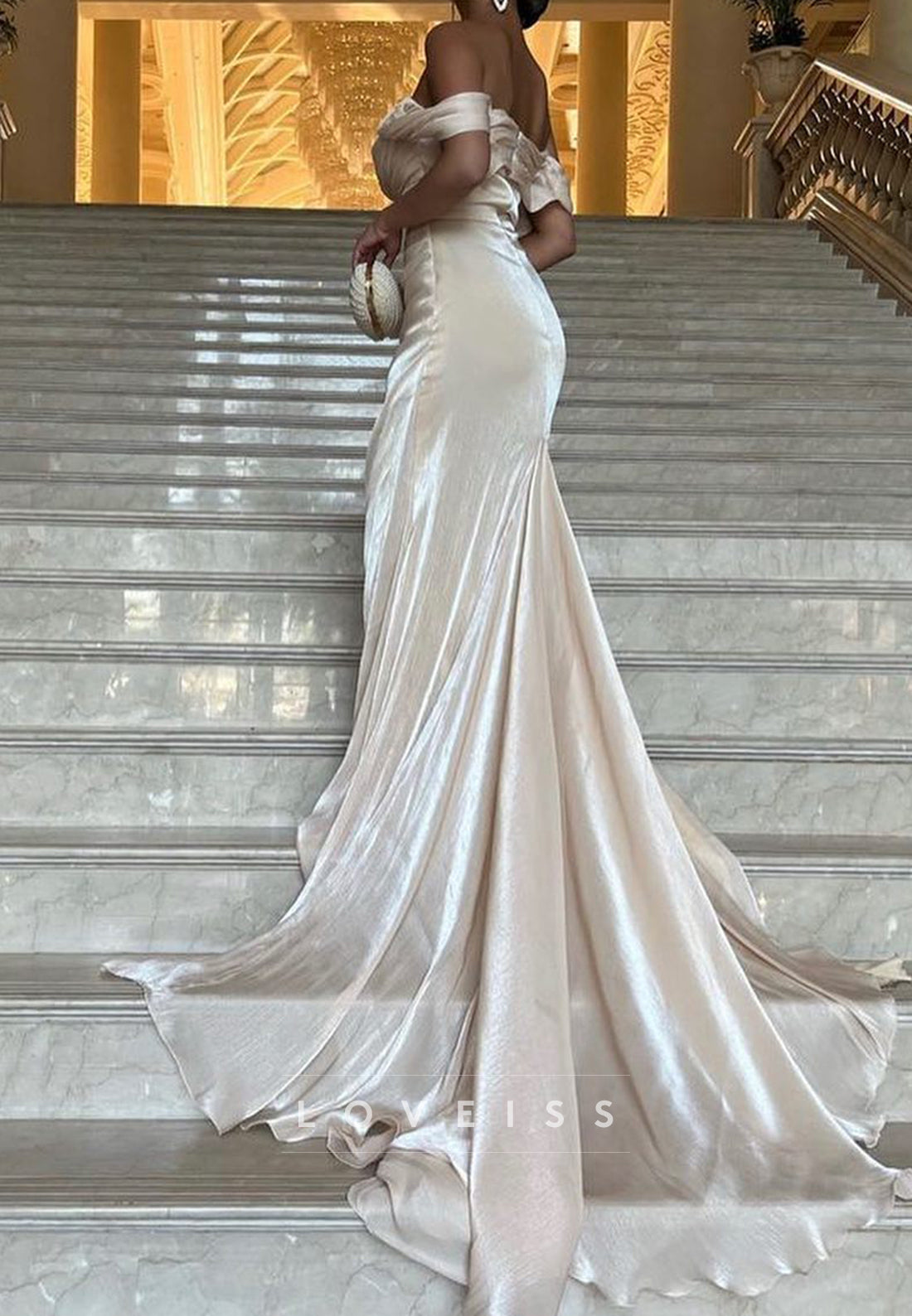 Off-Shoulder Strapless Ruched Mermaid Evening Dress