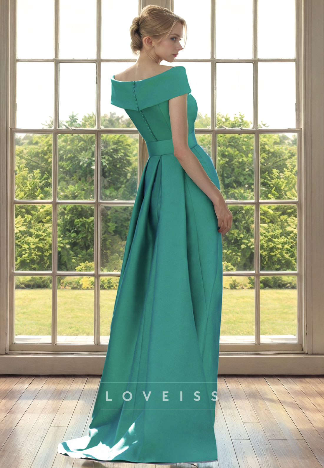 Off-Shoulder Strapless Ruffled High Slit Sleek Sheath Mother of Bride Dress Cocktail Dress