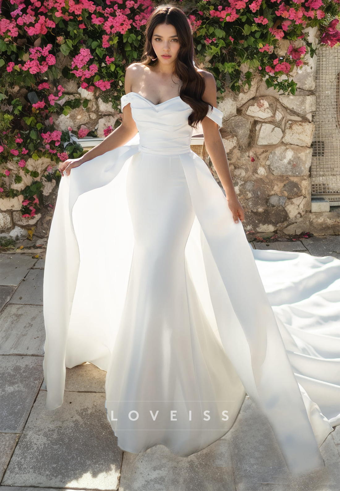 Off-Shoulder Strapless Sleek Mermaid Wedding Dess
