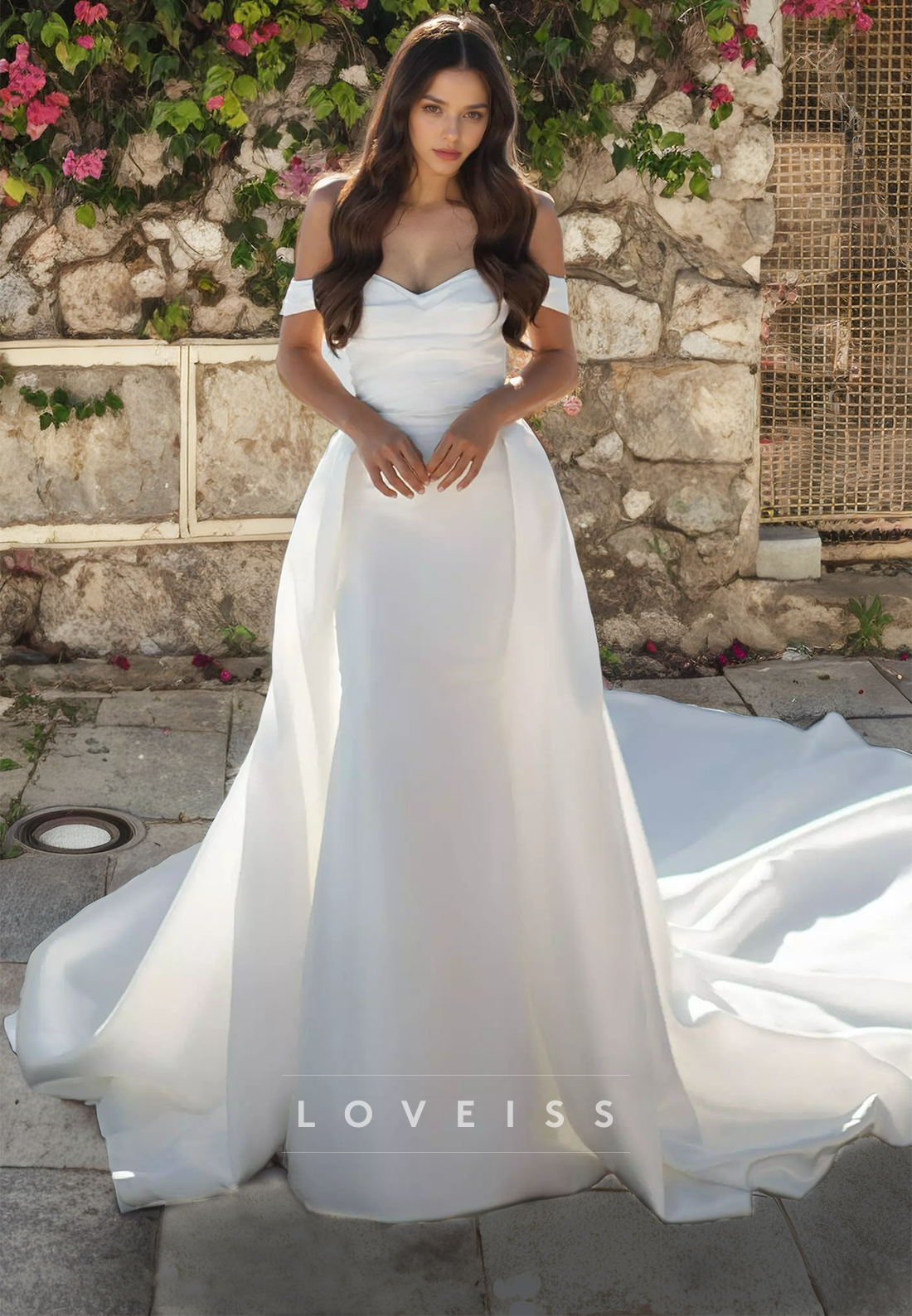 Off-Shoulder Strapless Sleek Mermaid Wedding Dess