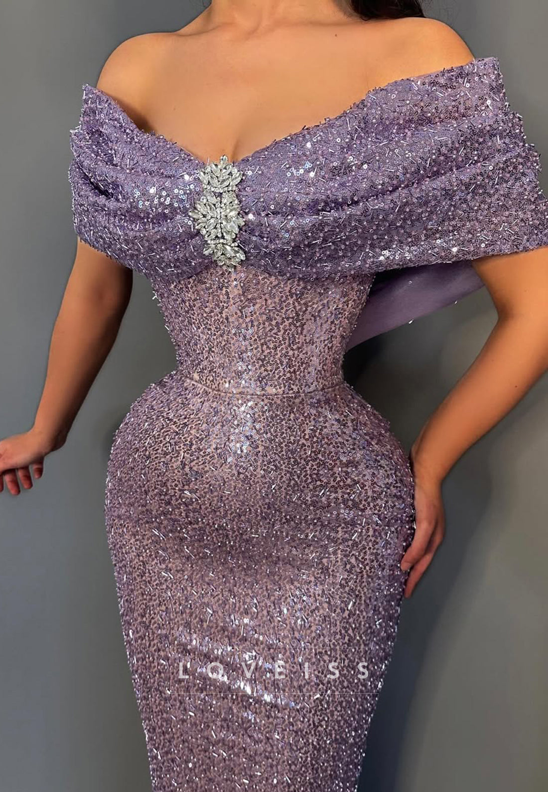 Off-Shoulder Strapless Sparkly Evening Dress Mermaid Party Dress