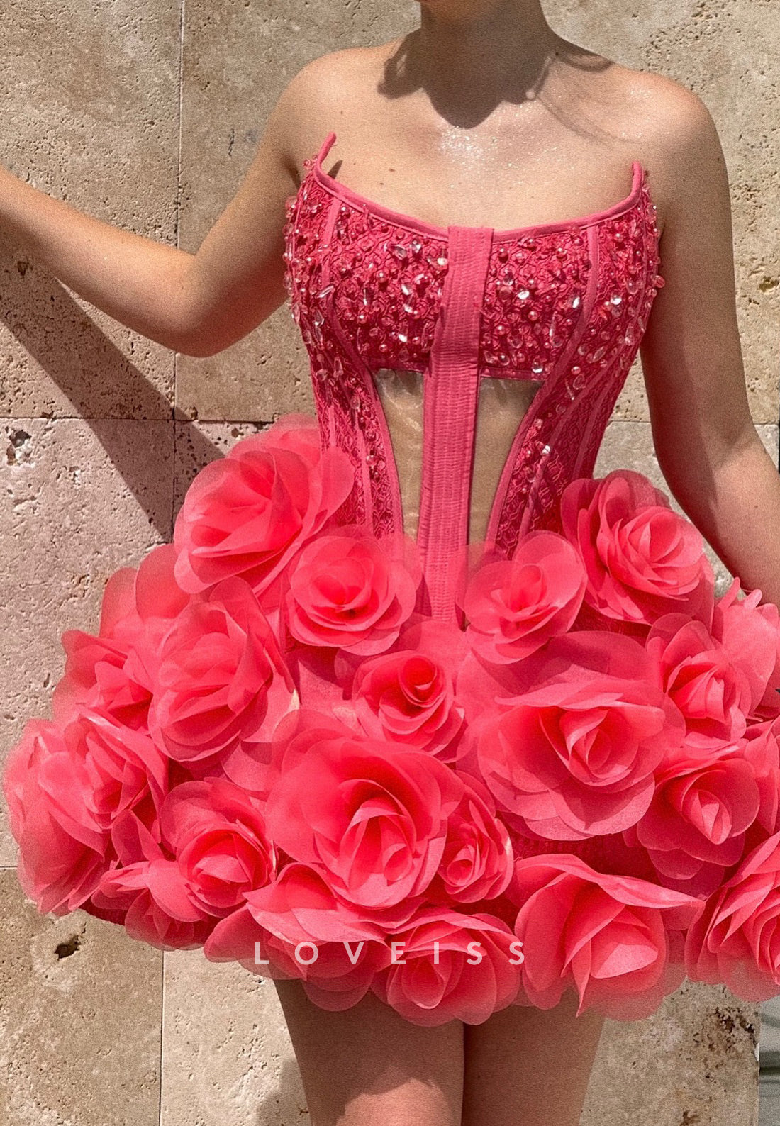 Off-Shoulder Appliques Floral A-Line Short Party Homecoming Dress