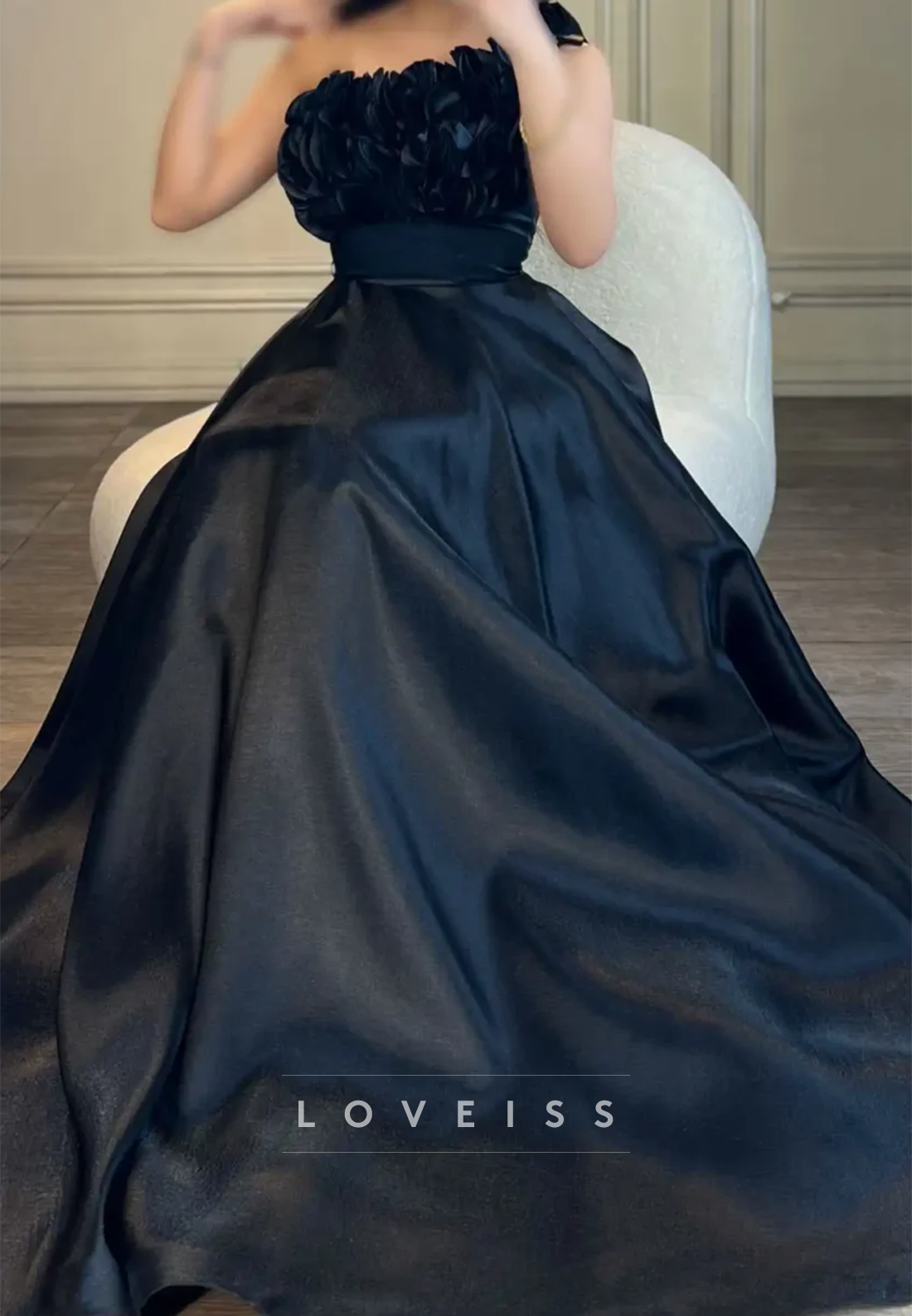 One Shoulder Floral Embellished Pleated Prom Dress A-Line Party Dress