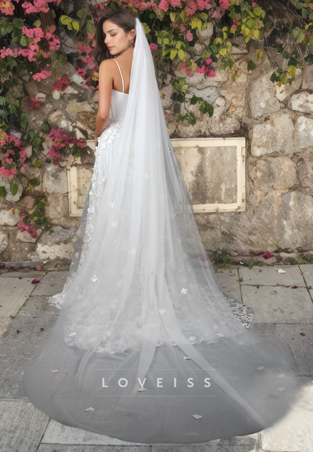 One Shoulder Sleeveless Floral Embellished A-Line Beach Wedding Dress