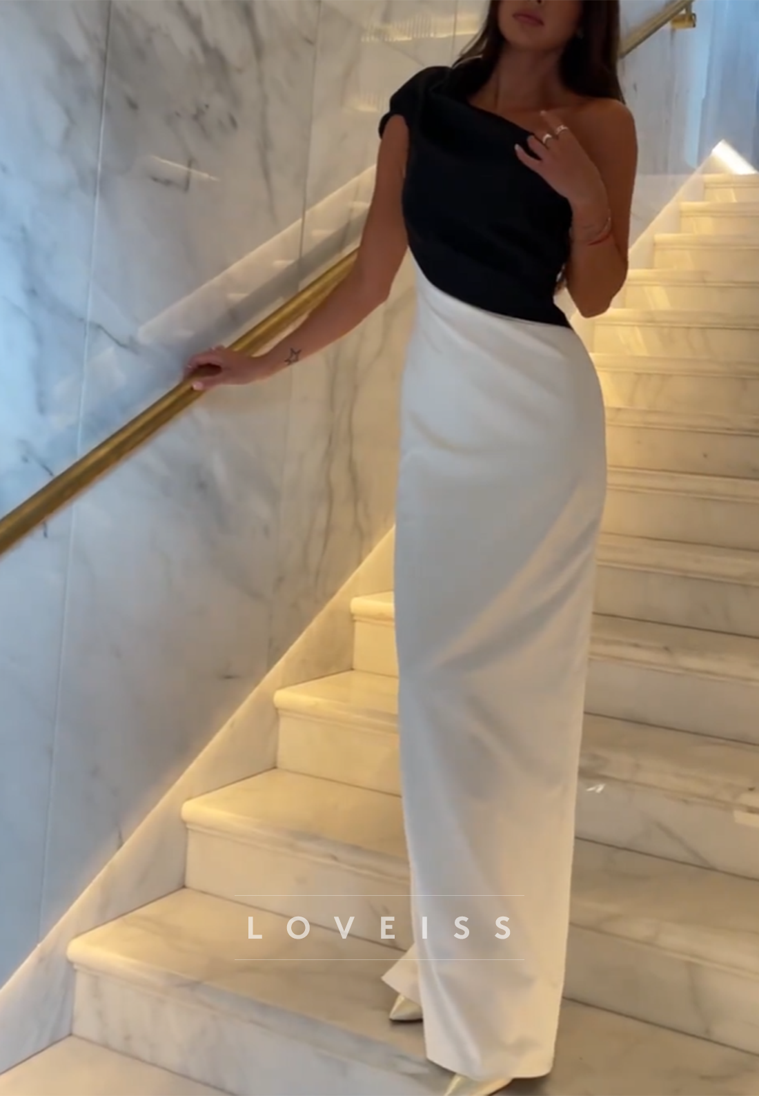 One Shoulder Sleeveless Sleek Mermaid Evening Dress