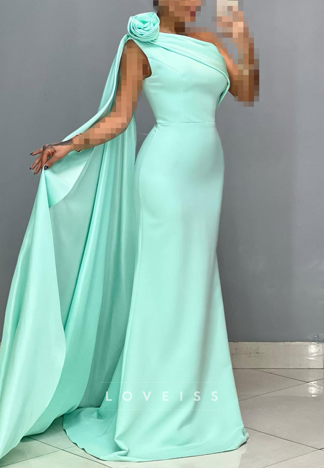 One Shoulder Sleeveless Sleek Mermaid Formal Dress