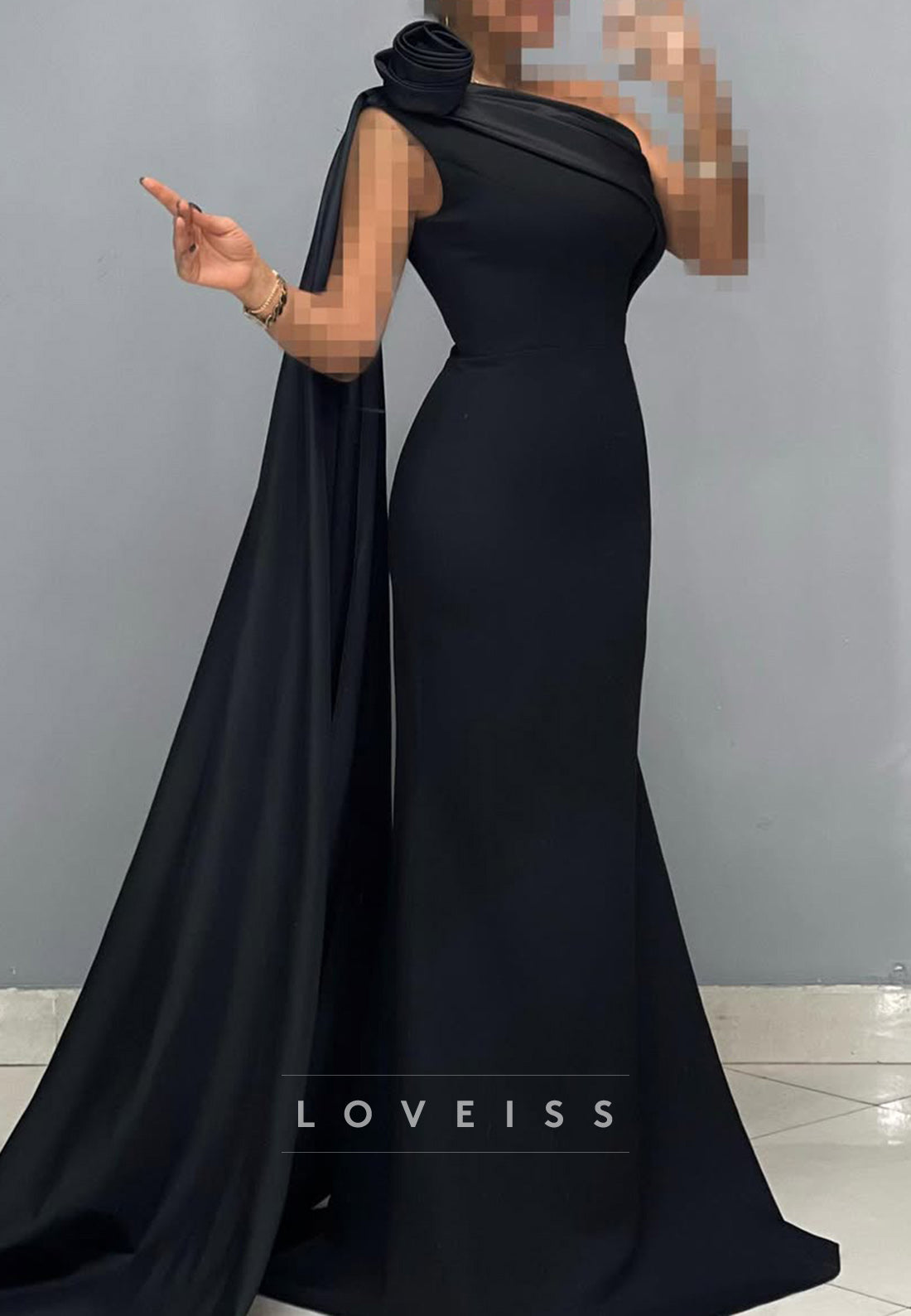 One Shoulder Sleeveless Sleek Mermaid Formal Dress