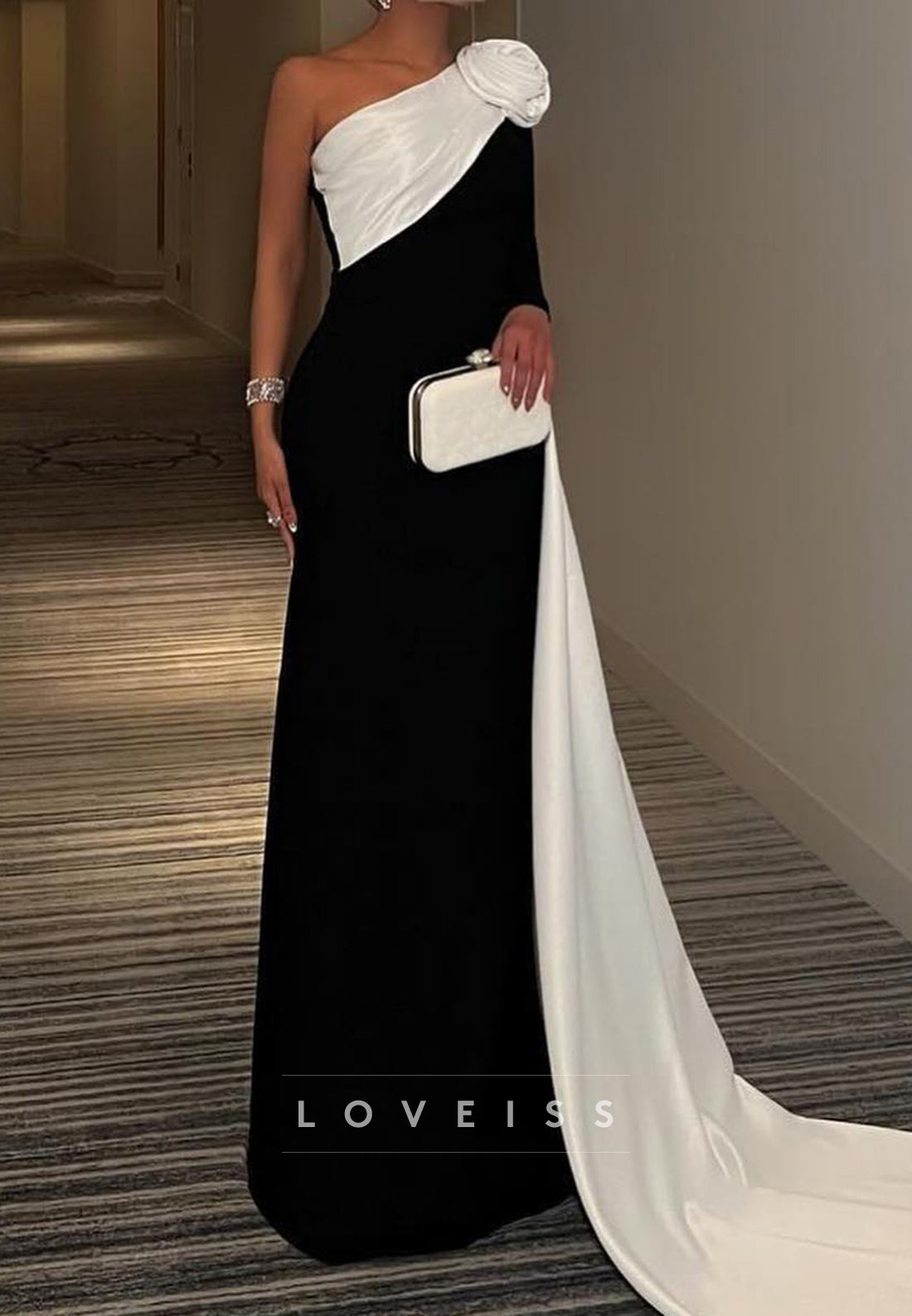 One Shoulder Sleeveless Sleek Sheath Evening Dress