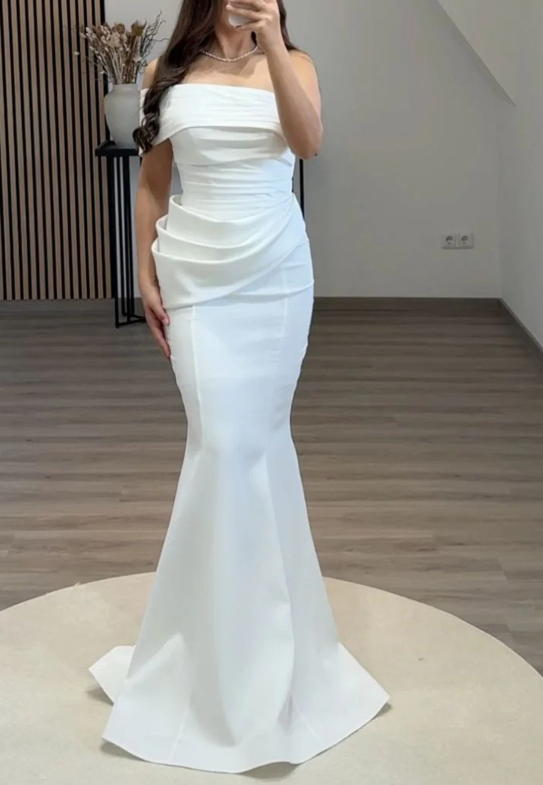 One Shoulder Strapless Pleated Sleek Mermaid Evening Dress