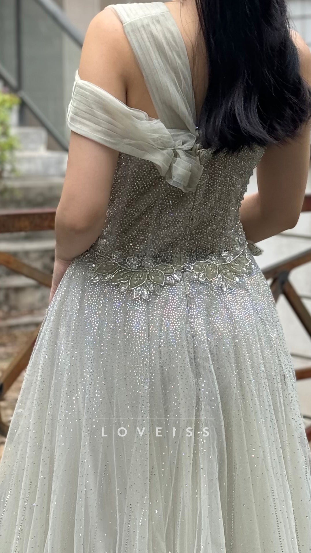 One Shoulder Tulle Appliques A-Line Prom Dress