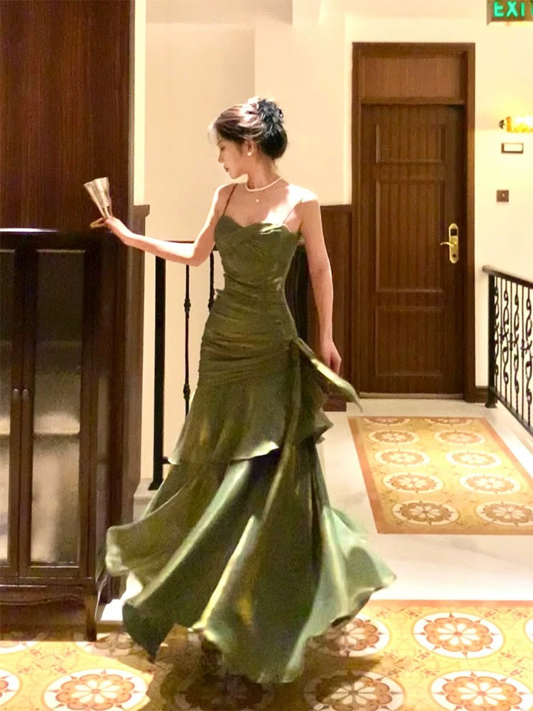 Pretty Mermaid Spaghetti Straps Olive Green Long Prom Dresses Evening Loveiss Pretty Mermaid Spaghetti Straps Olive Green Long Prom Dresses Evening Loveiss