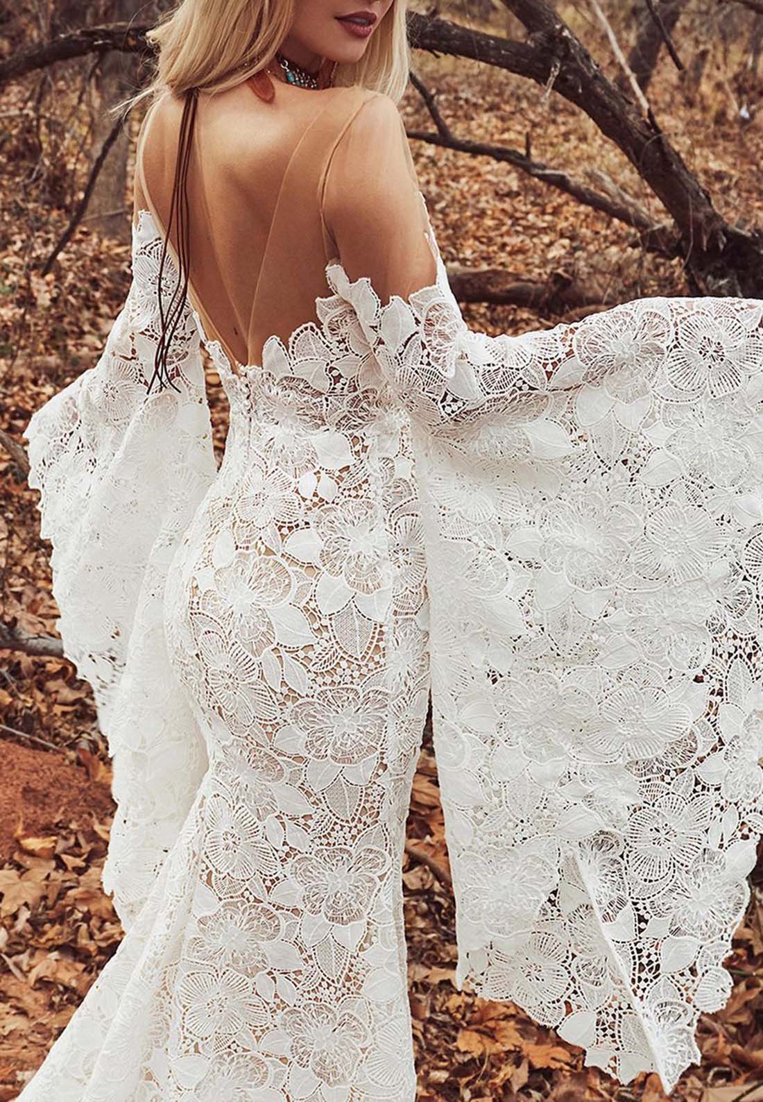 Sweetheart Strapless Long Sleeves Appliques Mermaid Wedding Dress