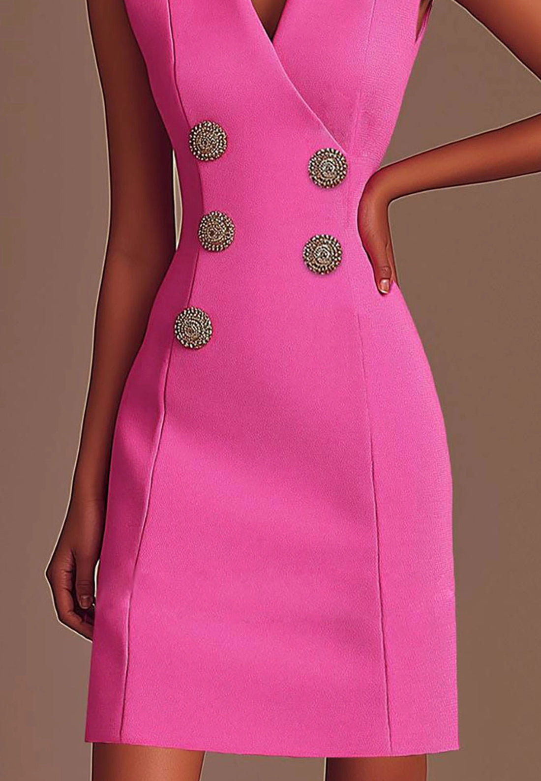 Party Semi-Formal Pink Dress Sleeveless Wrap Mini Dress