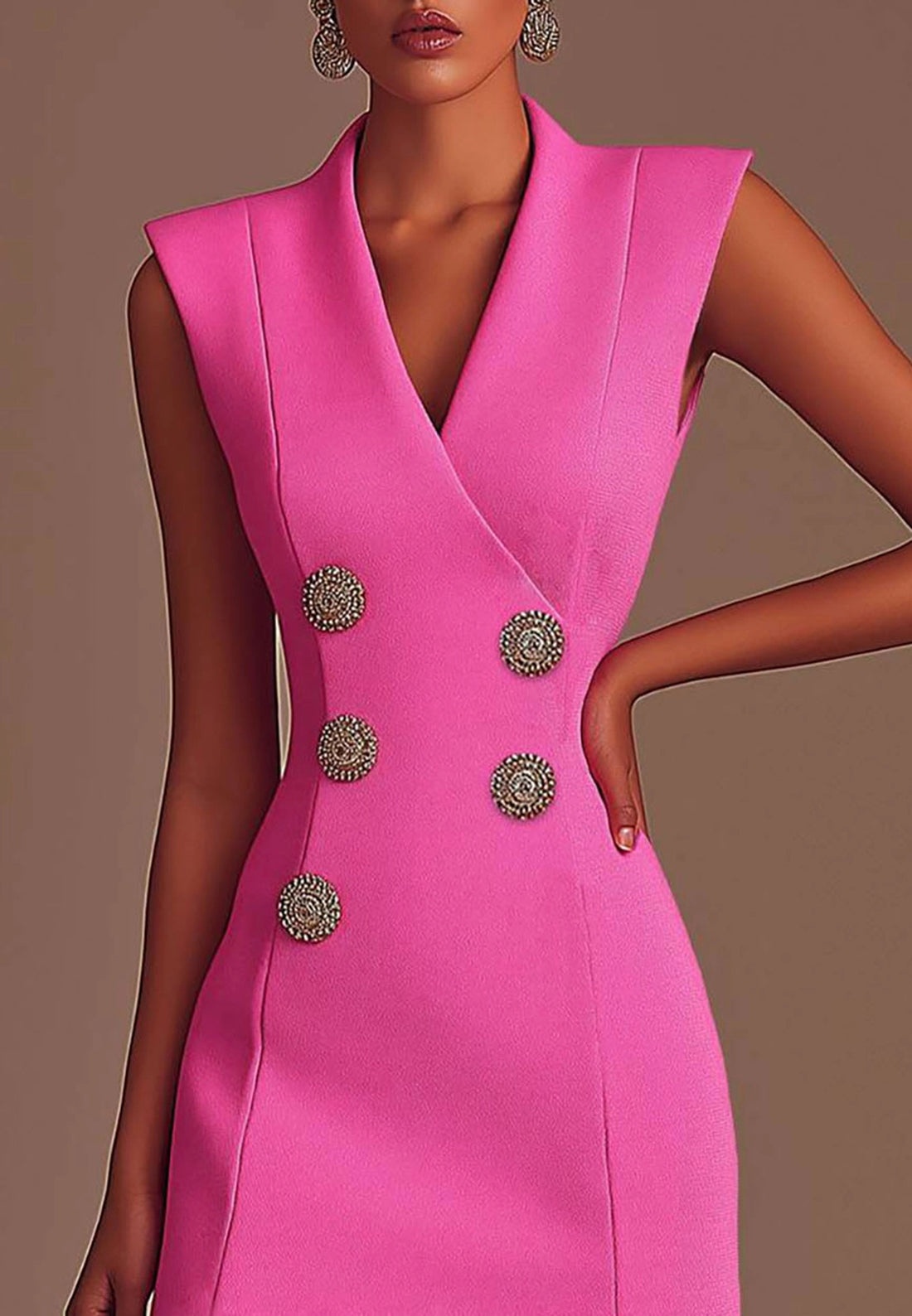 Party Semi-Formal Pink Dress Sleeveless Wrap Mini Dress
