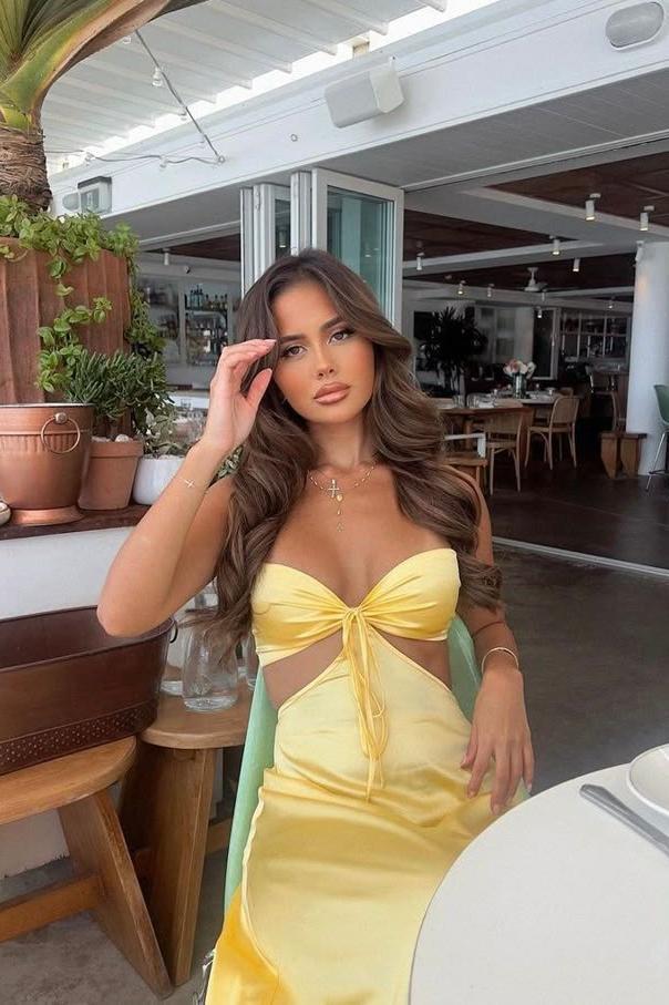 Pink Strapless Column Satin Cut Out Long Prom Dress