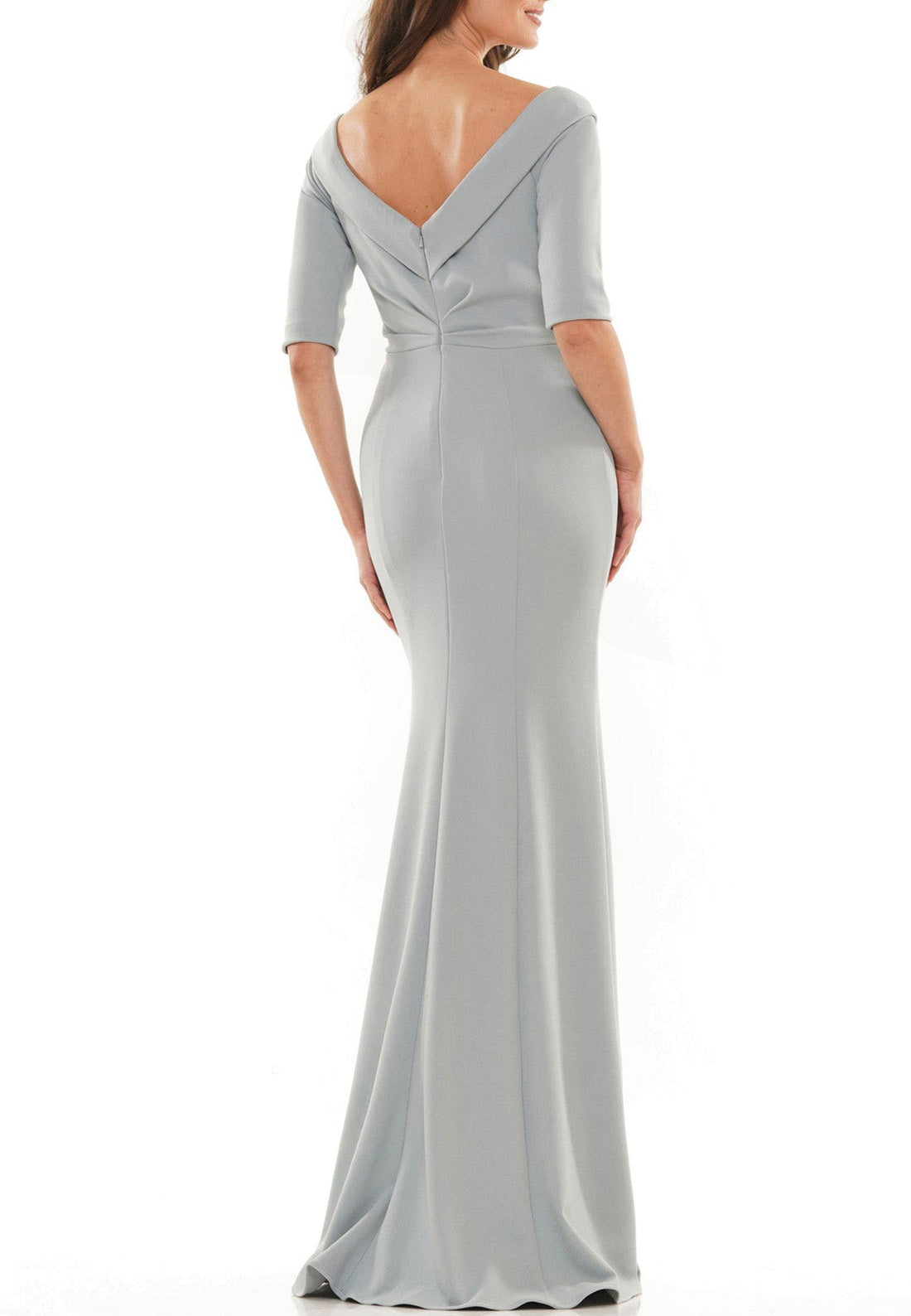 V-Neck Long Sleeves Ruffled Mermaid Mother of Bride Dress