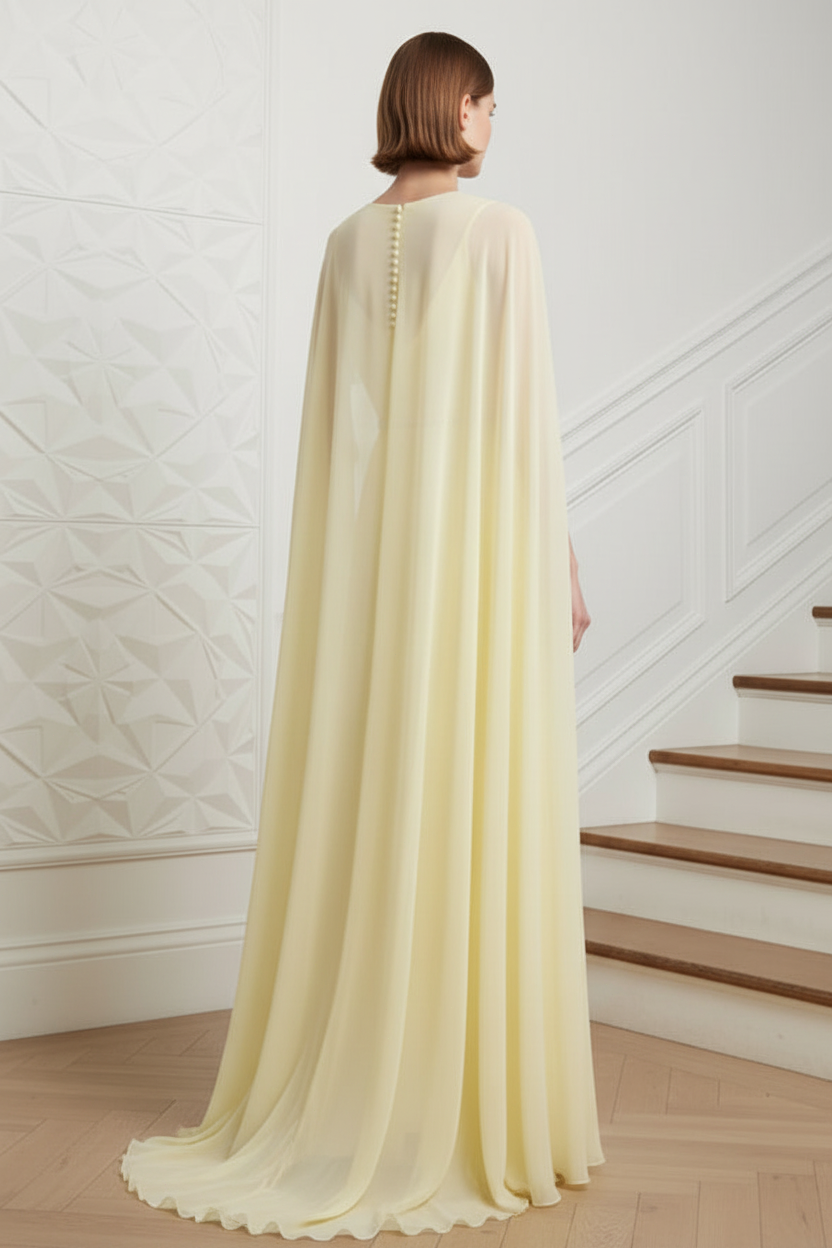 V-Neck Pleated Chiffon A-Line Evening Dress